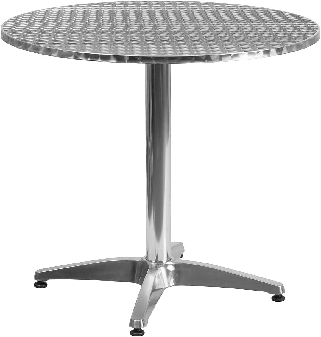 imageFlash Furniture Mellie Commercial Grade 235 Round Aluminum IndoorOutdoor Table with BaseAluminum