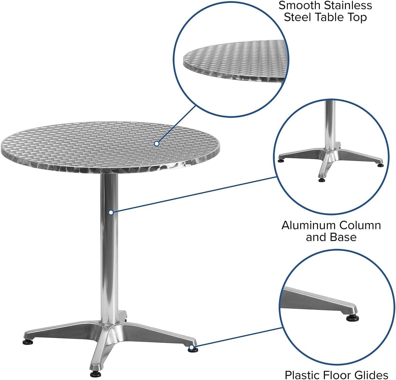 imageFlash Furniture Mellie Commercial Grade 235 Round Aluminum IndoorOutdoor Table with BaseAluminum
