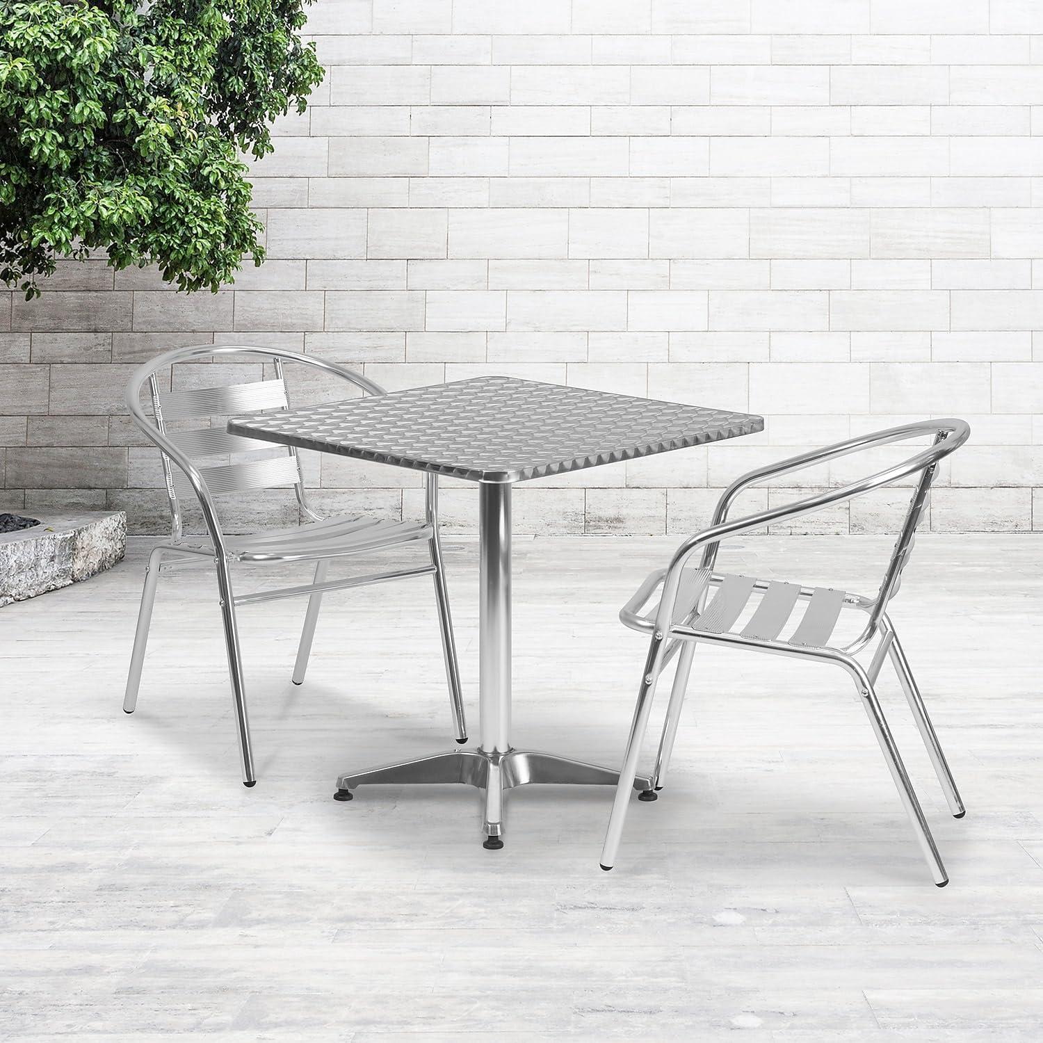 imageFlash Furniture Mellie Commercial Grade 275quot Square Aluminum IndoorOutdoor Table with BaseAluminum