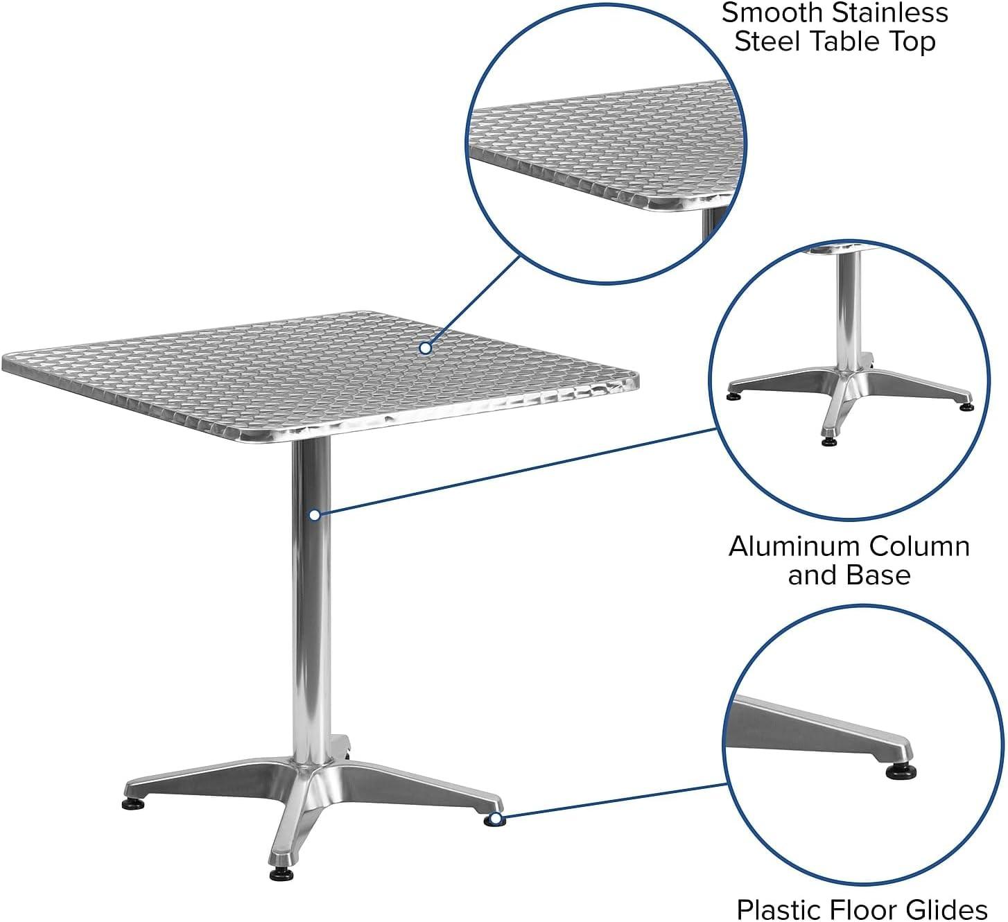 imageFlash Furniture Mellie Commercial Grade 275quot Square Aluminum IndoorOutdoor Table with BaseAluminum