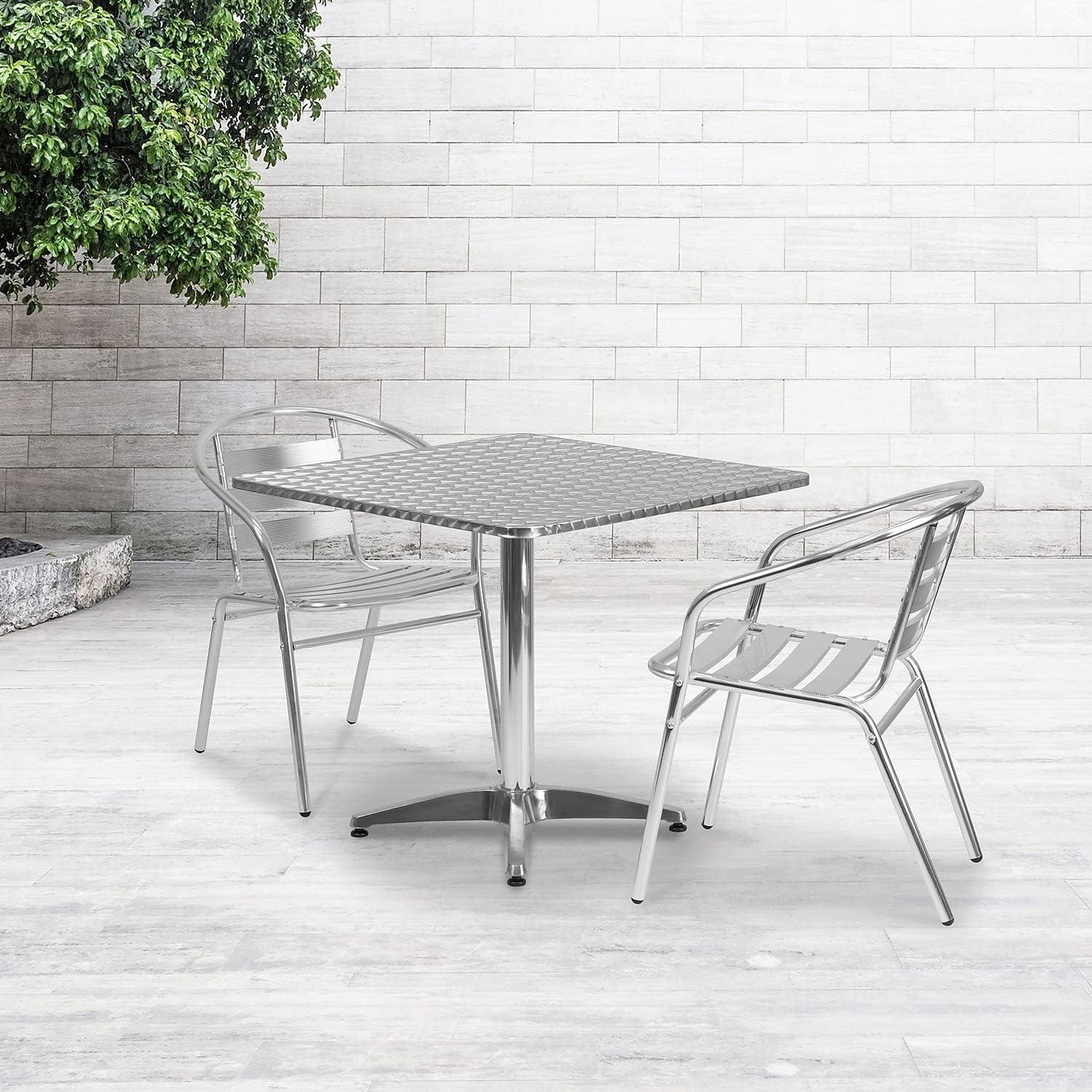 imageFlash Furniture Mellie Commercial Grade 275quot Square Aluminum IndoorOutdoor Table with BaseAluminum