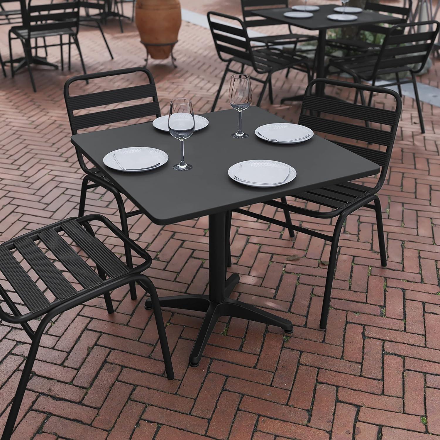 imageFlash Furniture Mellie Commercial Grade 275quot Square Aluminum IndoorOutdoor Table with BaseBlack