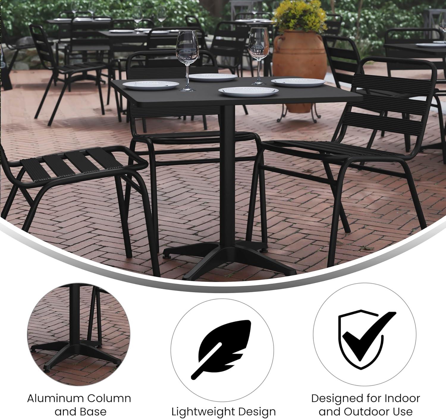 imageFlash Furniture Mellie Commercial Grade 275quot Square Aluminum IndoorOutdoor Table with BaseBlack