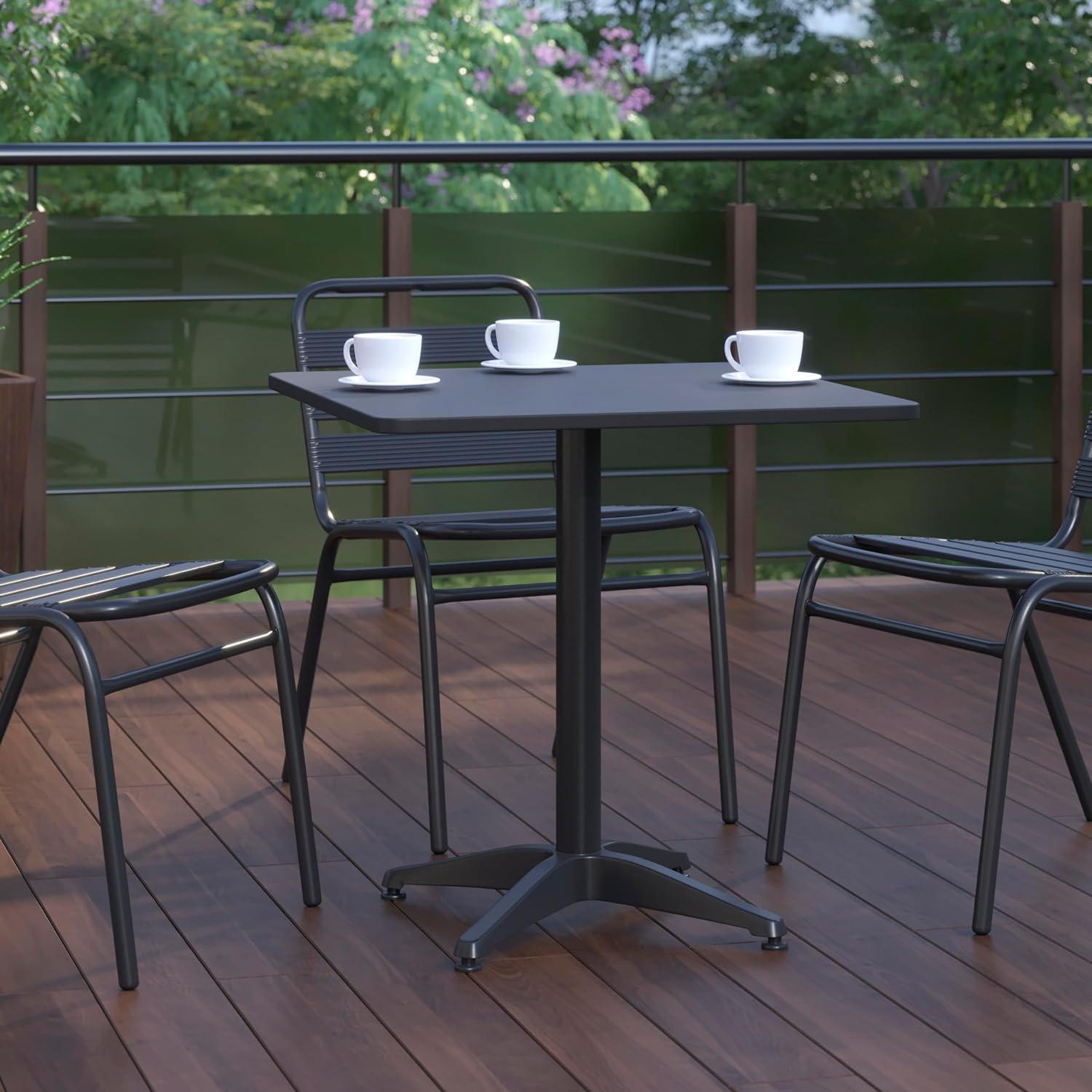 imageFlash Furniture Mellie Commercial Grade 275quot Square Aluminum IndoorOutdoor Table with BaseBlack