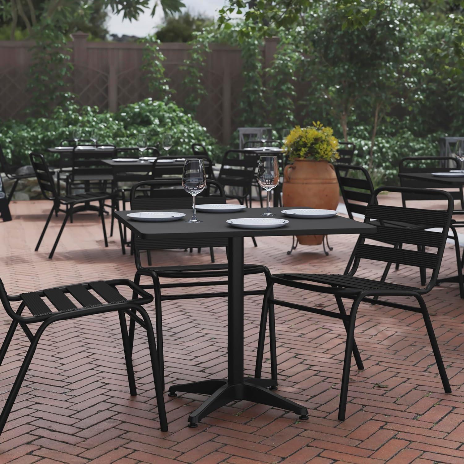 imageFlash Furniture Mellie Commercial Grade 275quot Square Aluminum IndoorOutdoor Table with BaseBlack