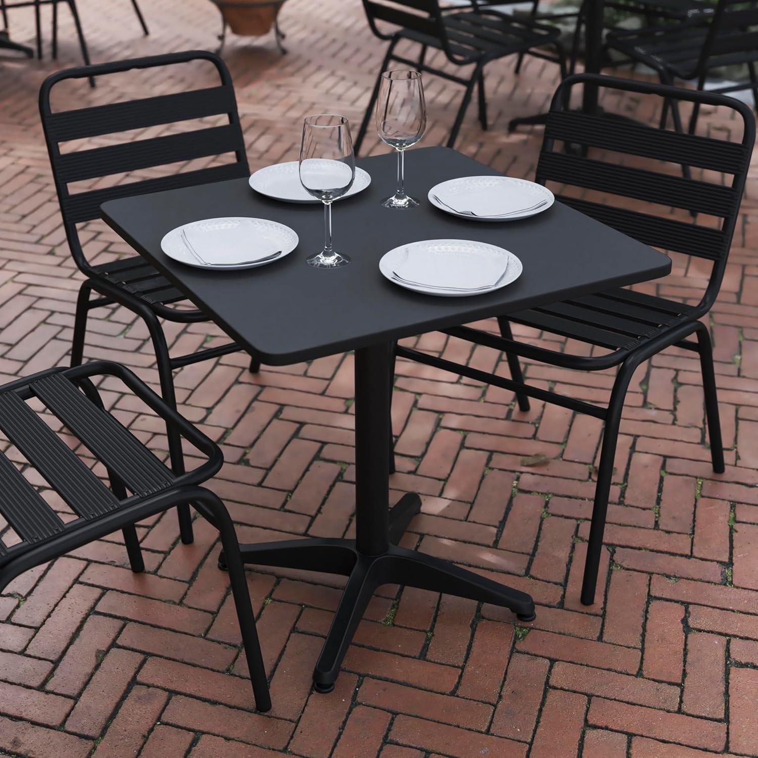 imageFlash Furniture Mellie Commercial Grade 275quot Square Aluminum IndoorOutdoor Table with BaseBlack