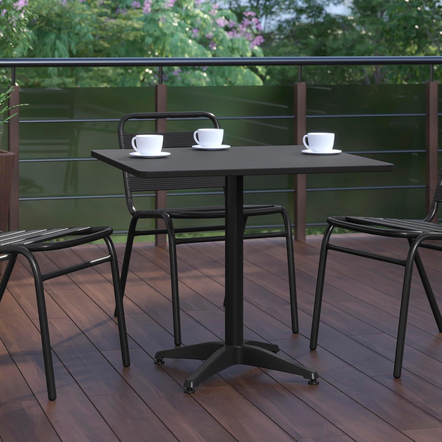imageFlash Furniture Mellie Commercial Grade 275quot Square Aluminum IndoorOutdoor Table with BaseBlack