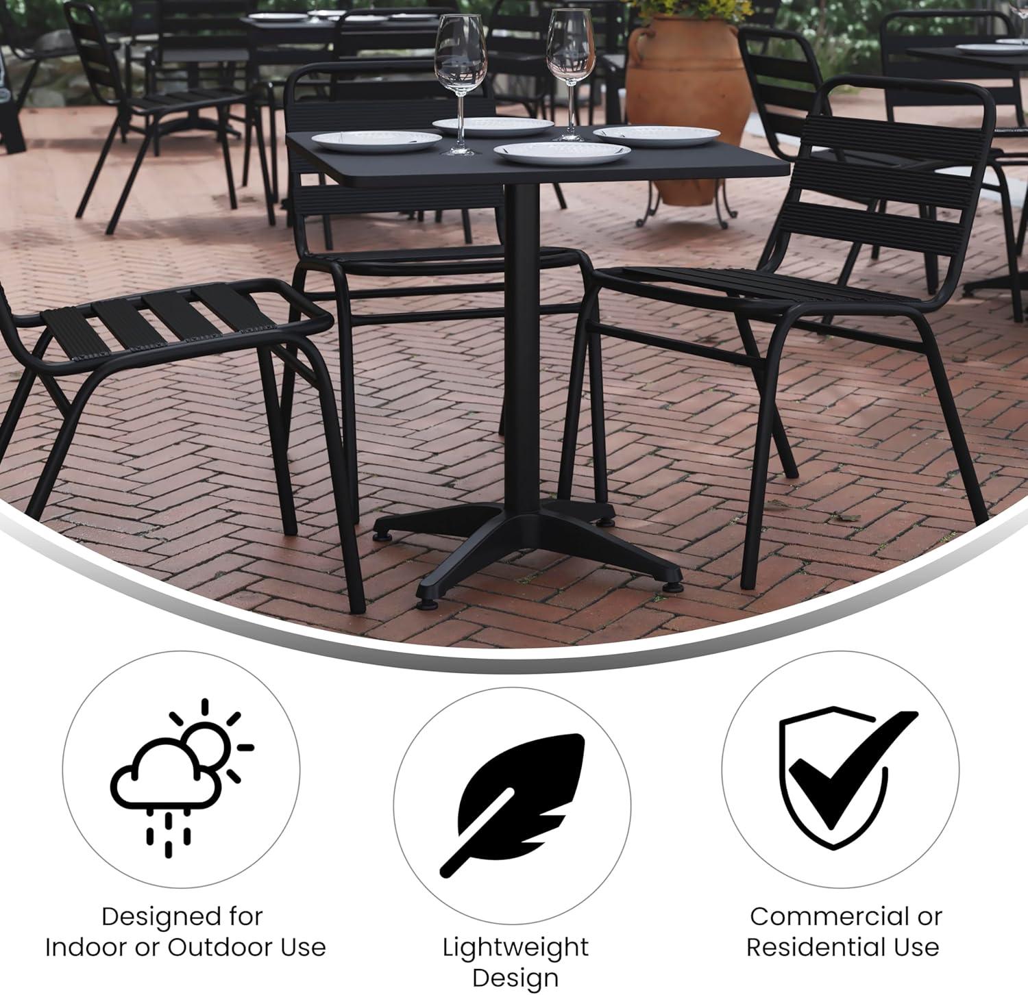 imageFlash Furniture Mellie Commercial Grade 275quot Square Aluminum IndoorOutdoor Table with BaseBlack