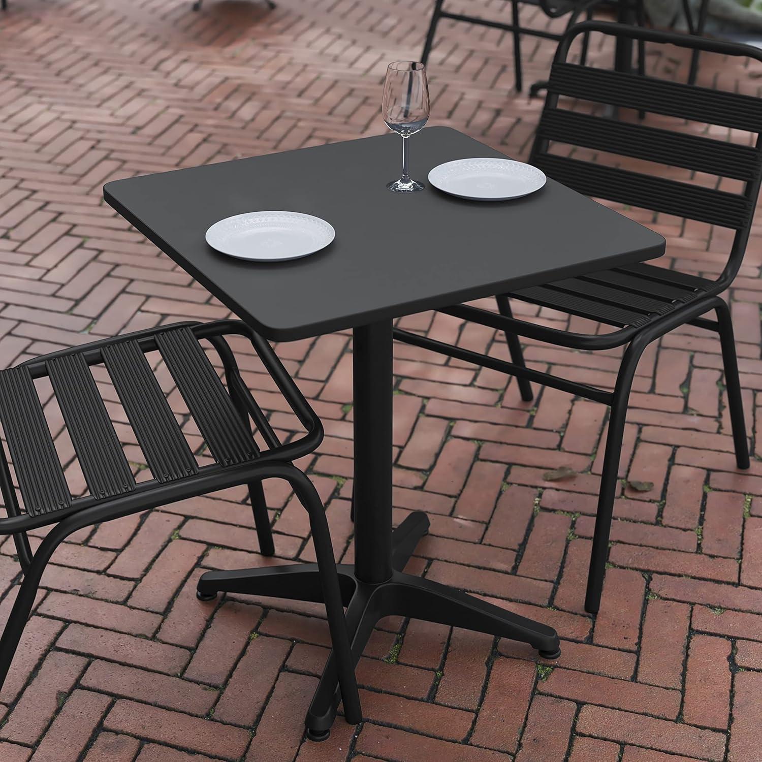 imageFlash Furniture Mellie Commercial Grade 275quot Square Aluminum IndoorOutdoor Table with BaseBlack