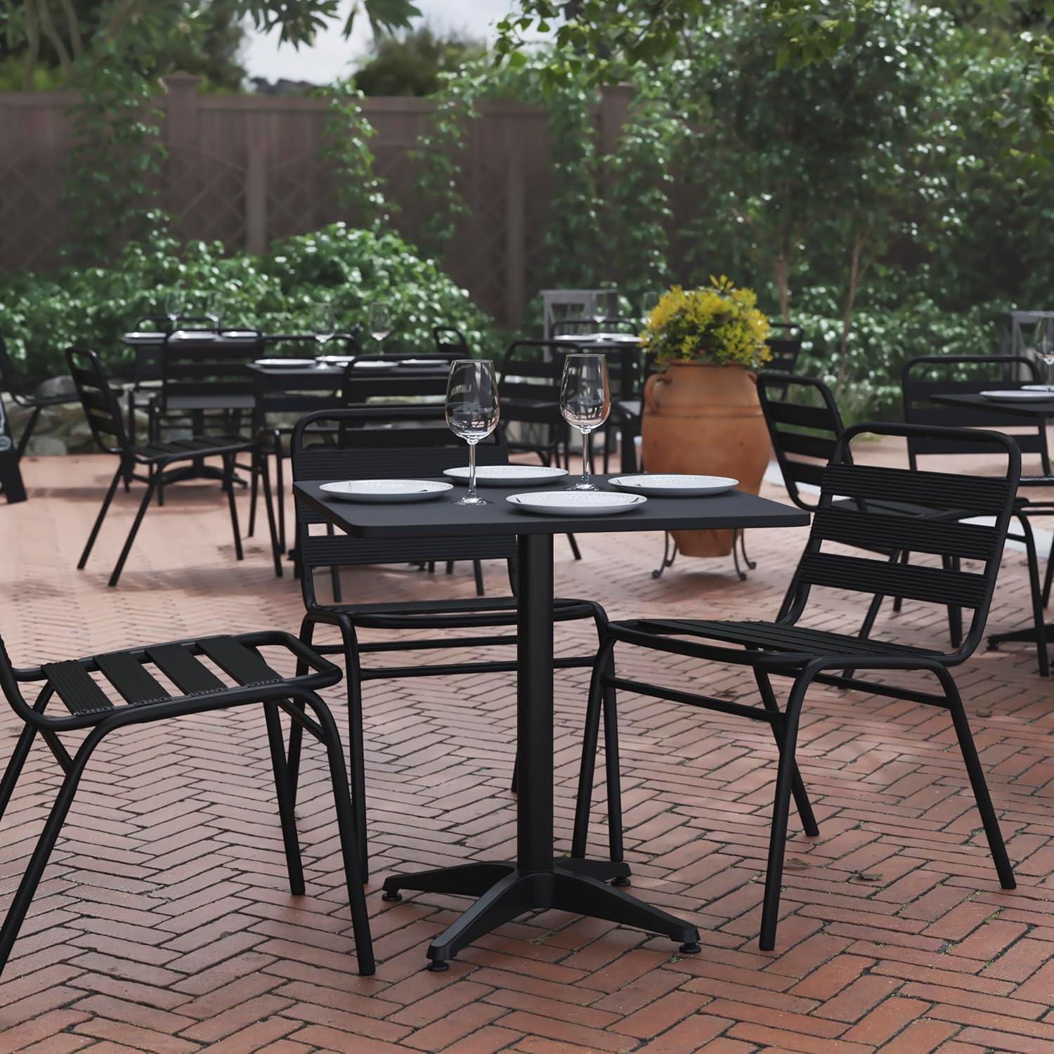 imageFlash Furniture Mellie Commercial Grade 275quot Square Aluminum IndoorOutdoor Table with BaseBlack