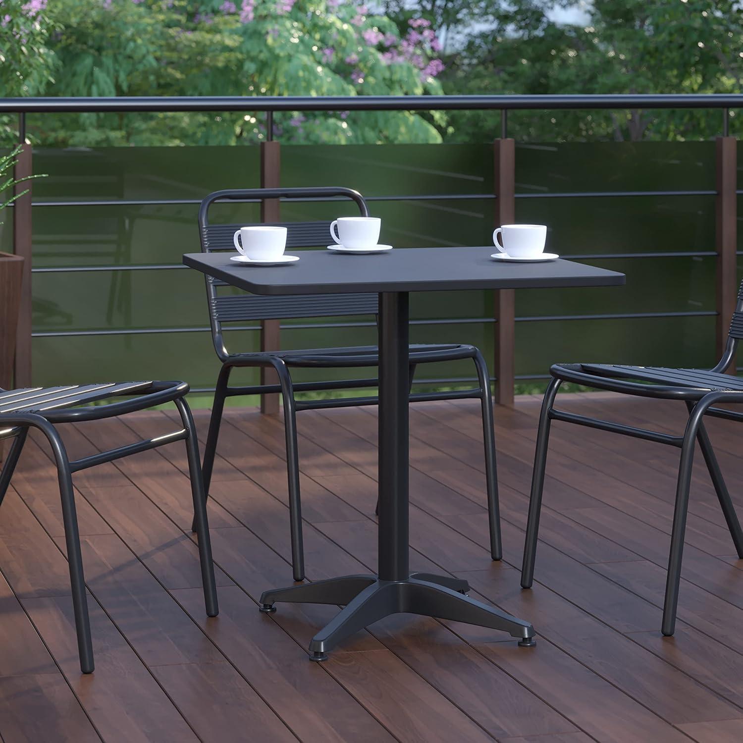 imageFlash Furniture Mellie Commercial Grade 275quot Square Aluminum IndoorOutdoor Table with BaseBlack