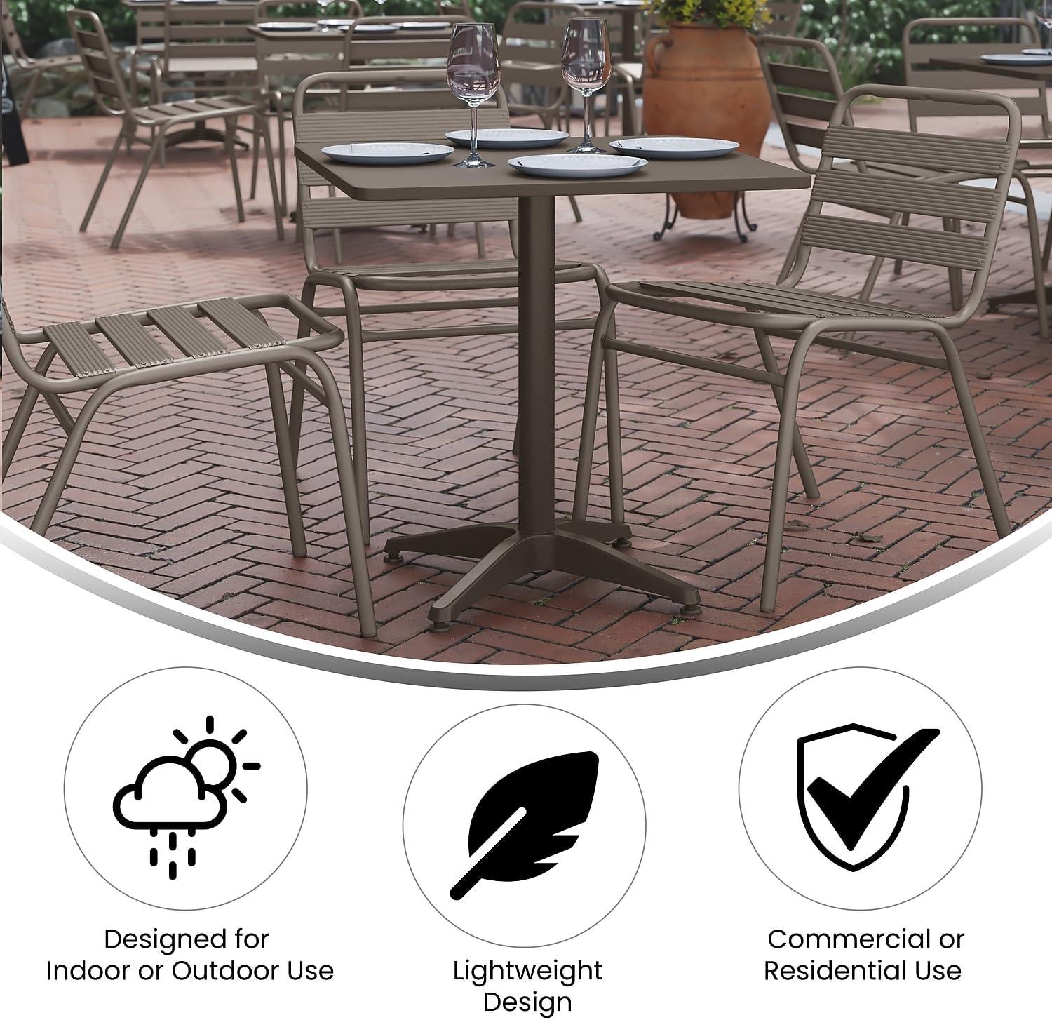 imageFlash Furniture Mellie Commercial Grade 275quot Square Aluminum IndoorOutdoor Table with BaseBronze