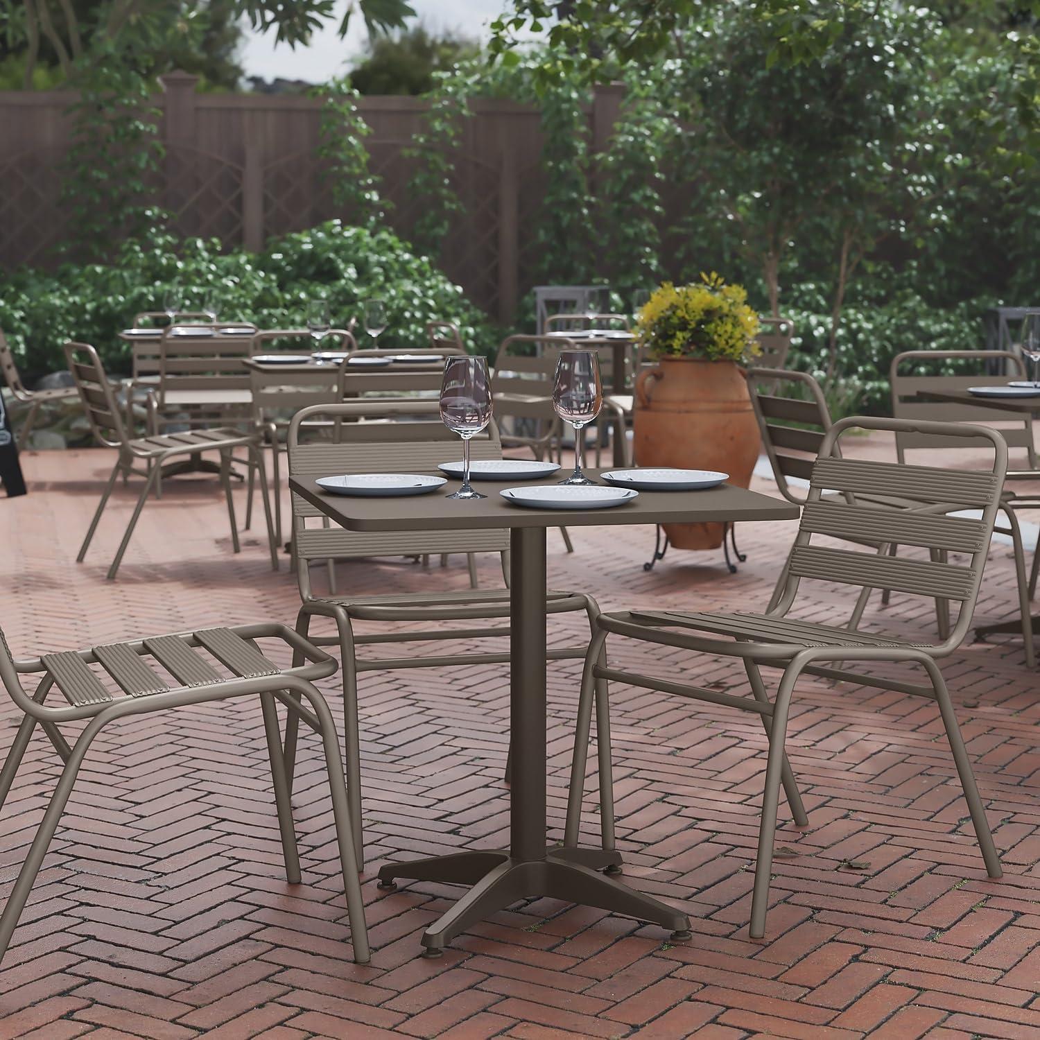 imageFlash Furniture Mellie Commercial Grade 275quot Square Aluminum IndoorOutdoor Table with BaseBronze