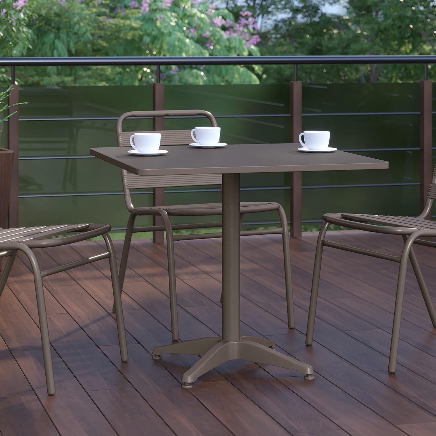 imageFlash Furniture Mellie Commercial Grade 275quot Square Aluminum IndoorOutdoor Table with BaseBronze