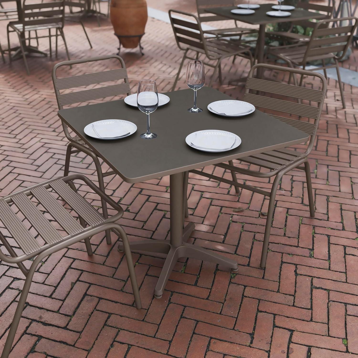 imageFlash Furniture Mellie Commercial Grade 275quot Square Aluminum IndoorOutdoor Table with BaseBronze