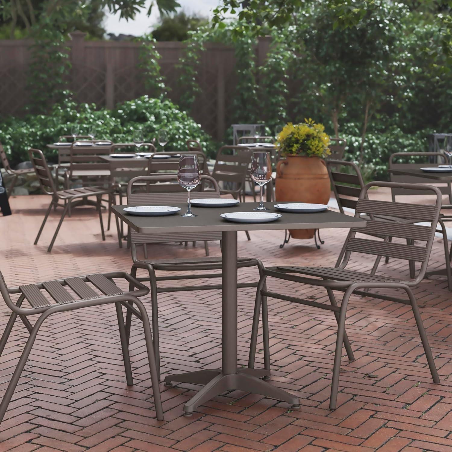 imageFlash Furniture Mellie Commercial Grade 275quot Square Aluminum IndoorOutdoor Table with BaseBronze