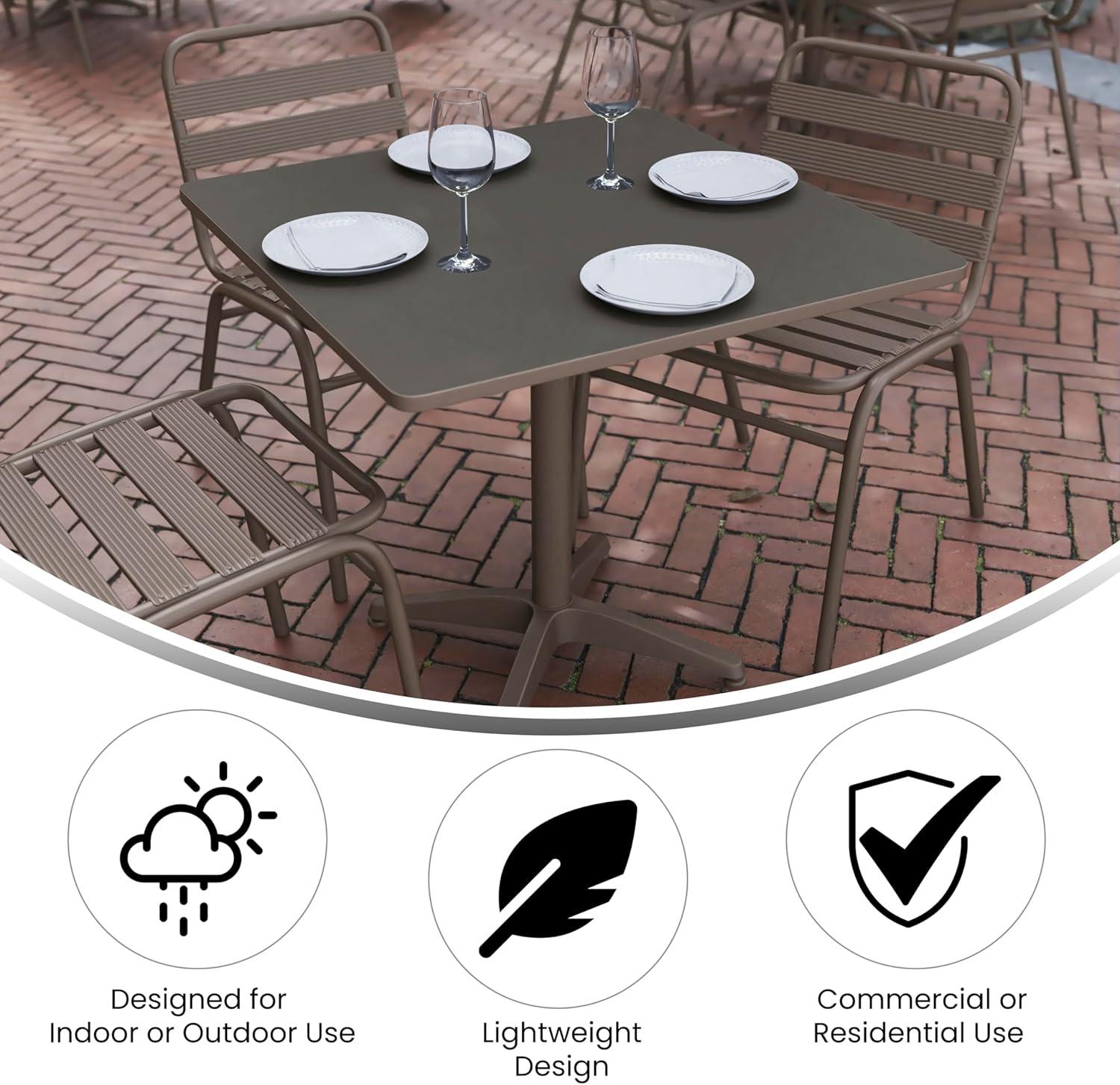 imageFlash Furniture Mellie Commercial Grade 275quot Square Aluminum IndoorOutdoor Table with BaseBronze