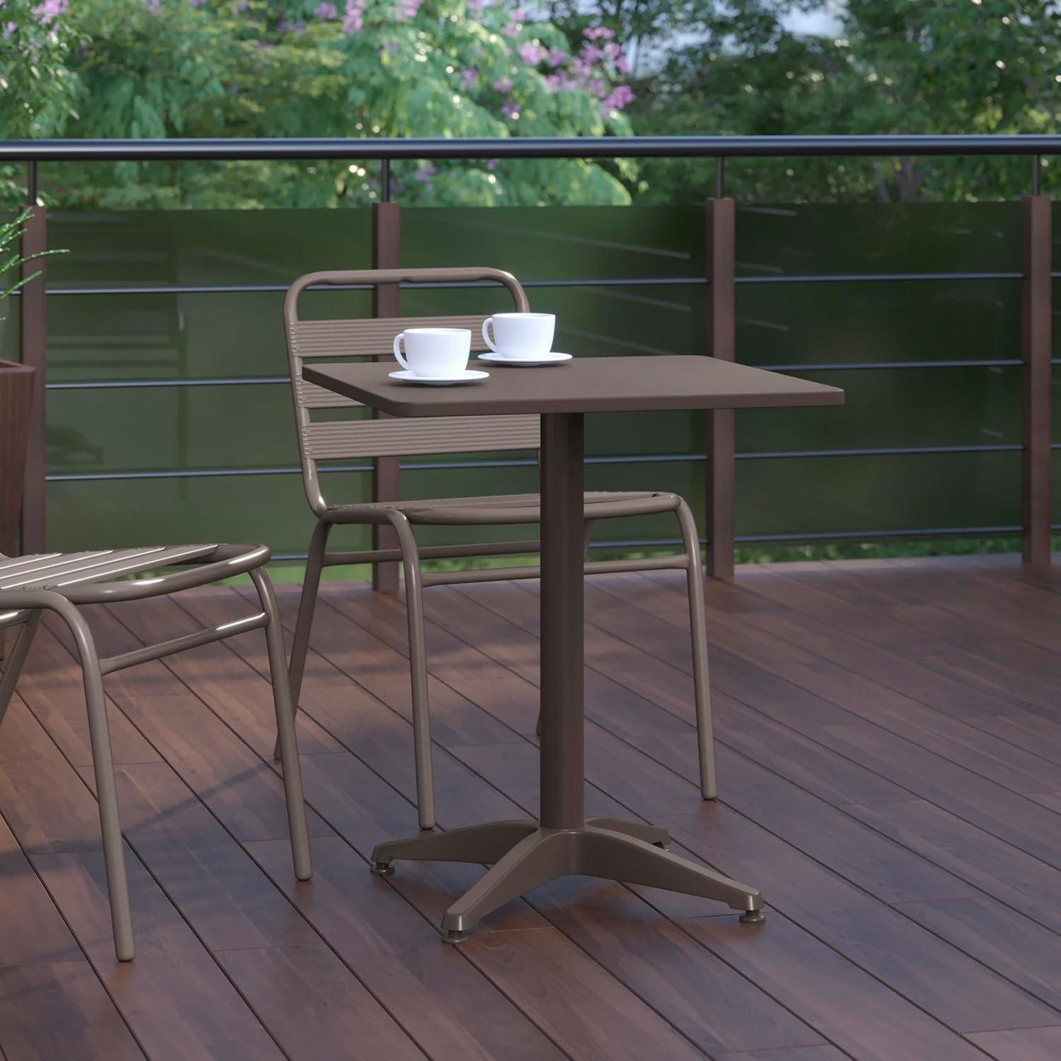 imageFlash Furniture Mellie Commercial Grade 275quot Square Aluminum IndoorOutdoor Table with BaseBronze