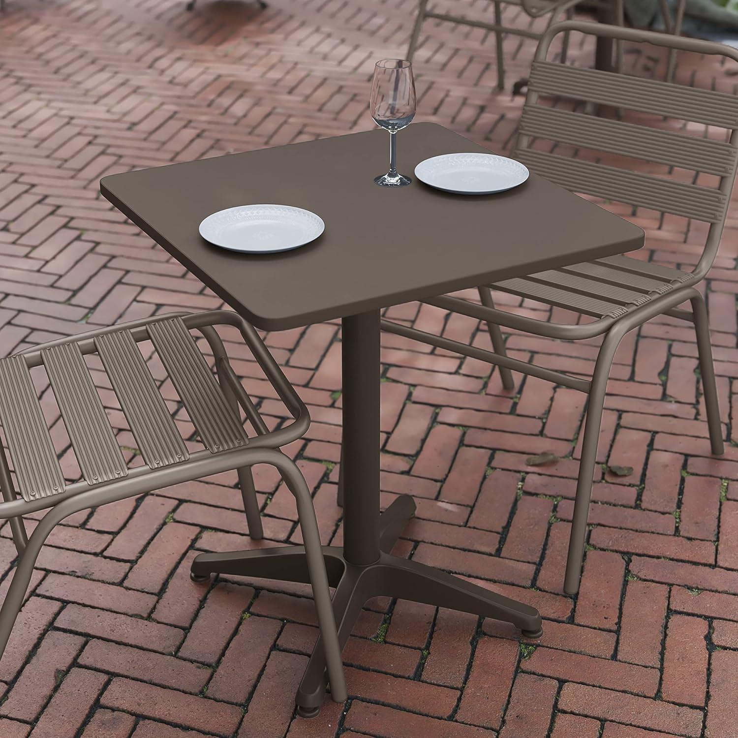 imageFlash Furniture Mellie Commercial Grade 275quot Square Aluminum IndoorOutdoor Table with BaseBronze