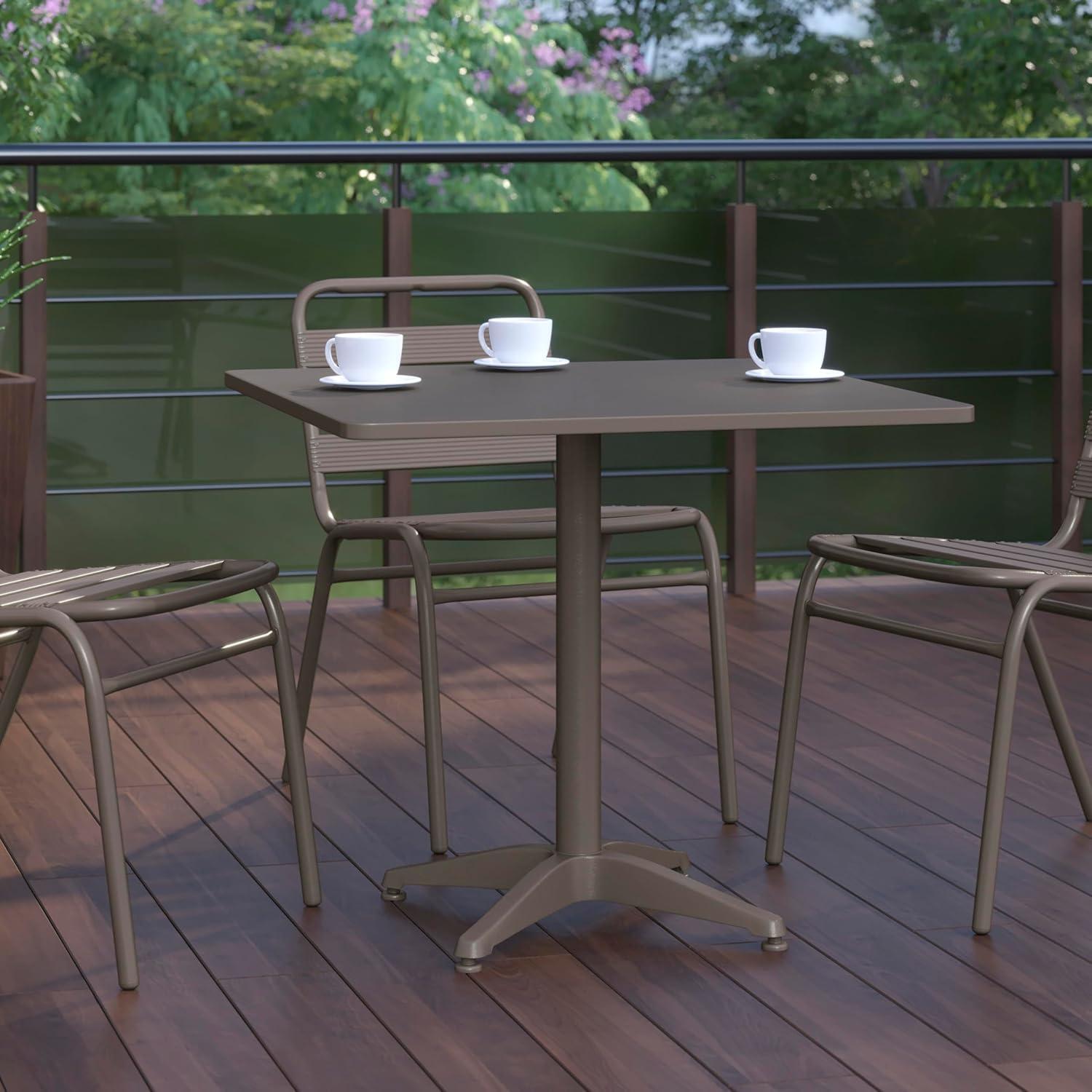 imageFlash Furniture Mellie Commercial Grade 275quot Square Aluminum IndoorOutdoor Table with BaseBronze