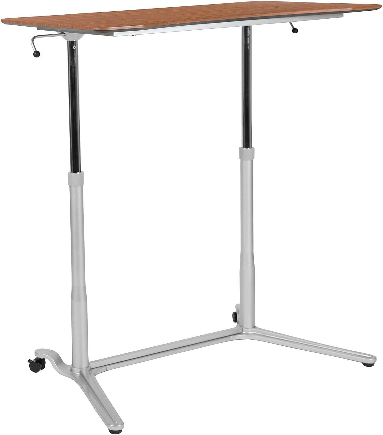 imageFlash Furniture Merritt SitDown StandUp Black Computer Ergonomic Desk with 37375quotW Top Adjustable Range 29quot 4075quotCherry