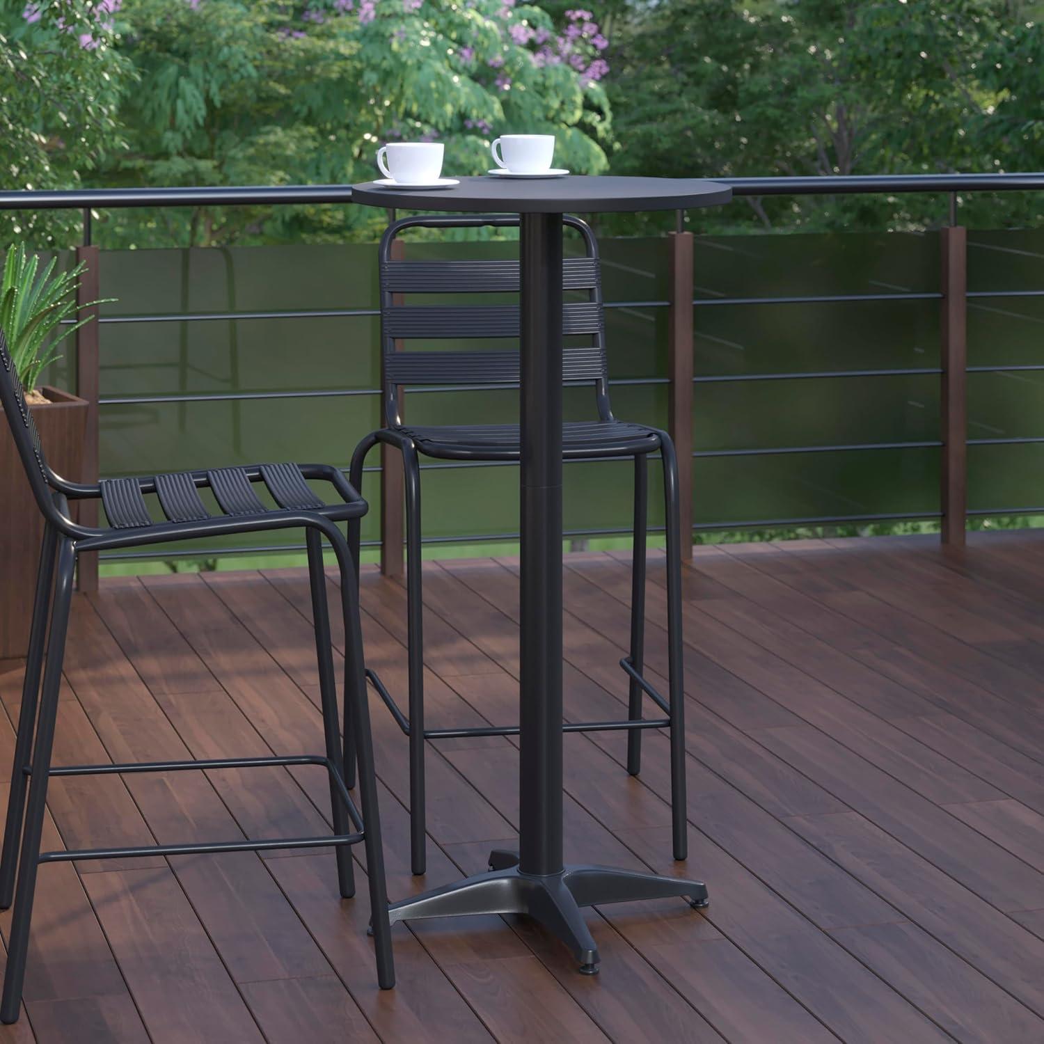 imageFlash Furniture Metal Bar Table Aluminum Patio Table Mellie 235quotH Round Bar Height Table IndoorOutdoor BlackBlack