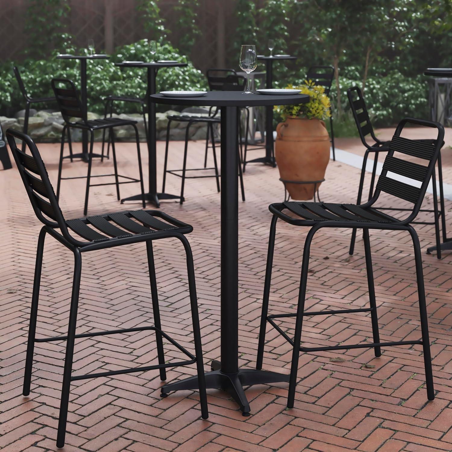 imageFlash Furniture Metal Bar Table Aluminum Patio Table Mellie 235quotH Round Bar Height Table IndoorOutdoor BlackBlack