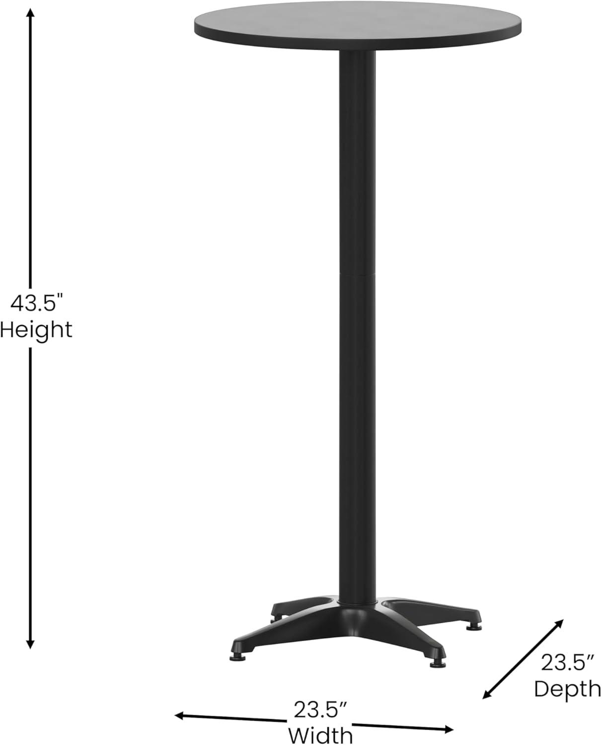 imageFlash Furniture Metal Bar Table Aluminum Patio Table Mellie 235quotH Round Bar Height Table IndoorOutdoor BlackBlack