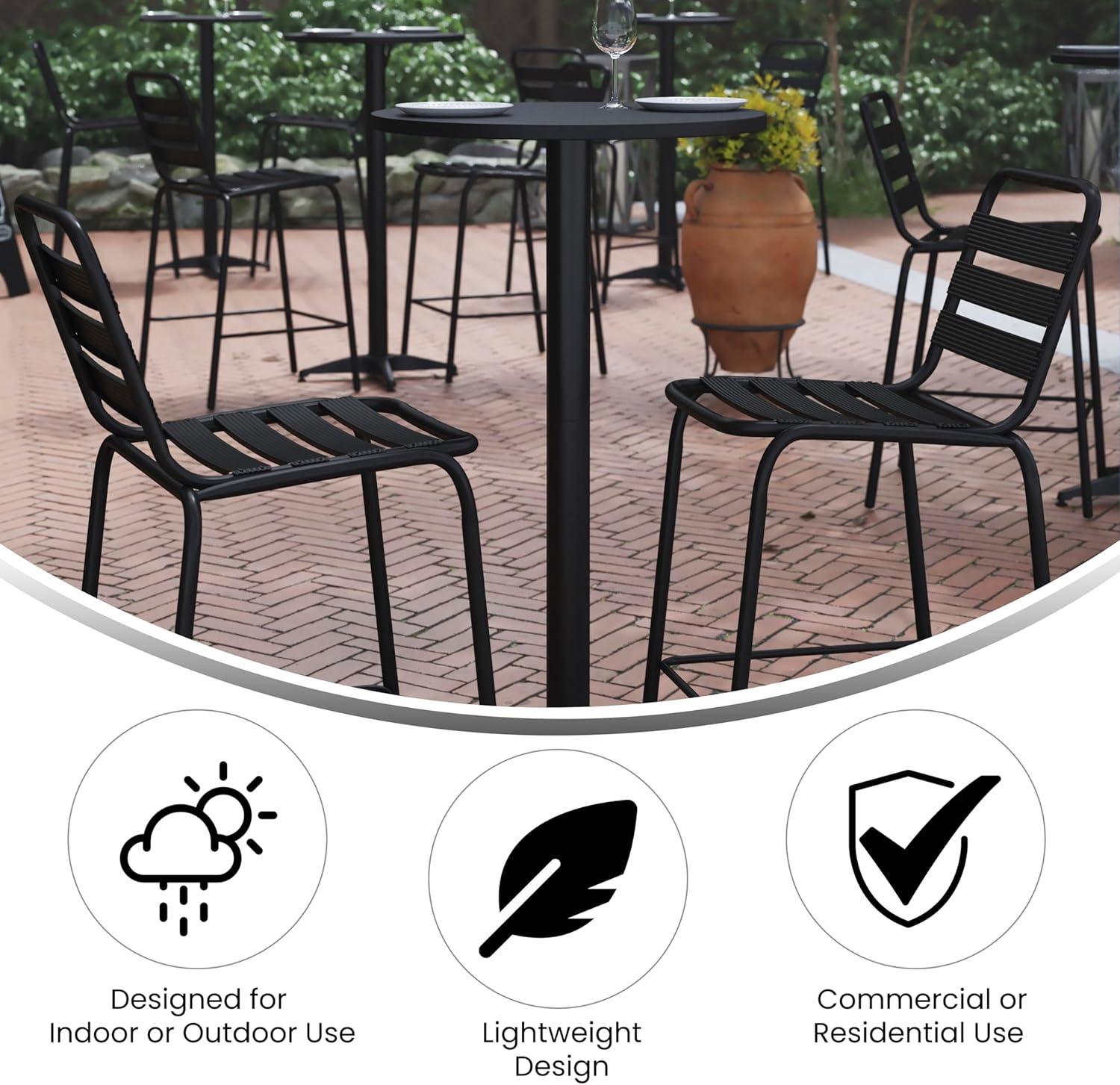 imageFlash Furniture Metal Bar Table Aluminum Patio Table Mellie 235quotH Round Bar Height Table IndoorOutdoor BlackBlack