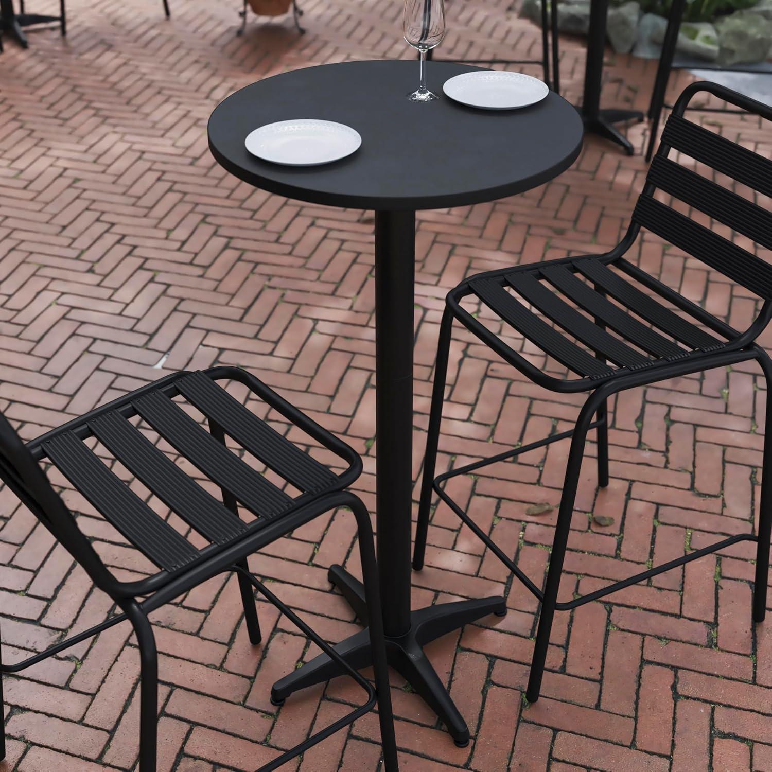 imageFlash Furniture Metal Bar Table Aluminum Patio Table Mellie 235quotH Round Bar Height Table IndoorOutdoor BlackBlack