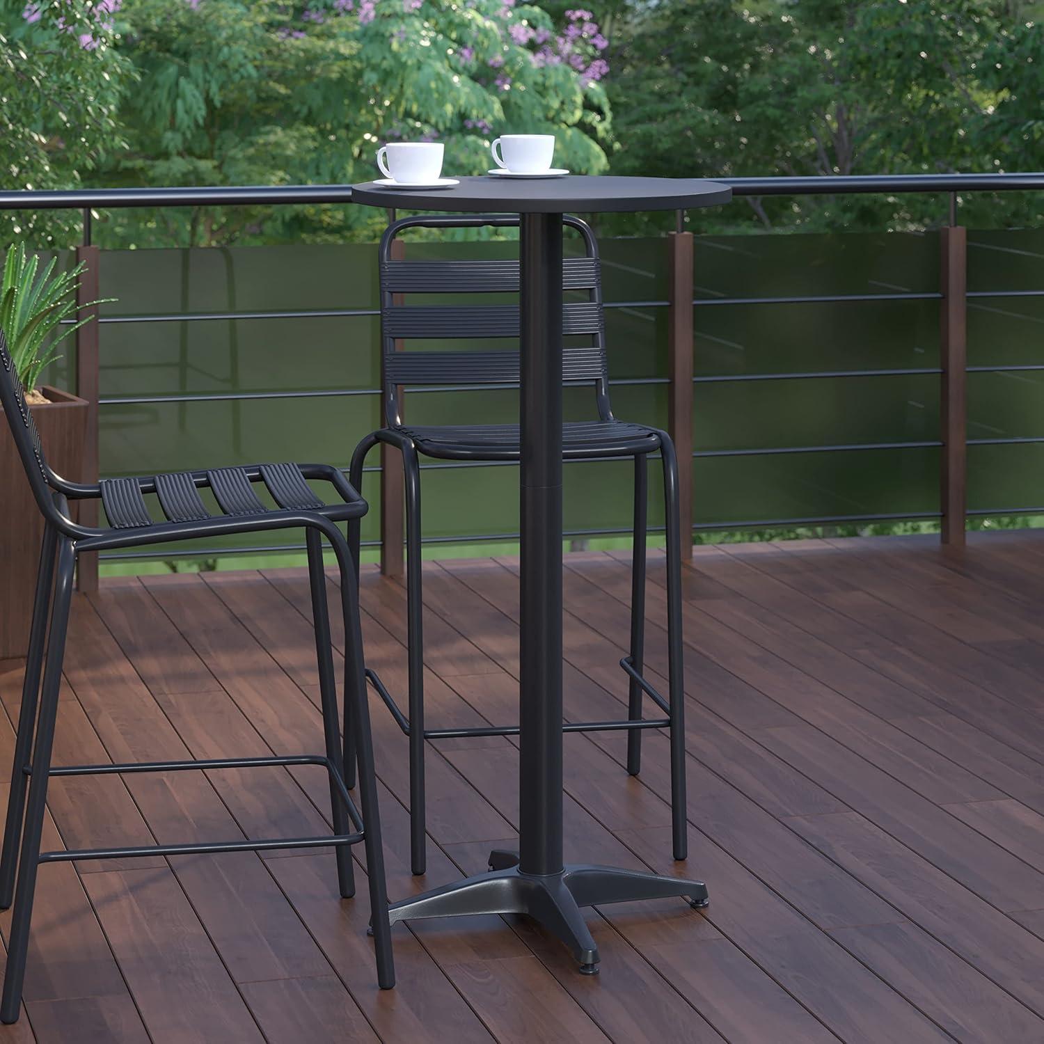 imageFlash Furniture Metal Bar Table Aluminum Patio Table Mellie 235quotH Round Bar Height Table IndoorOutdoor BlackBlack