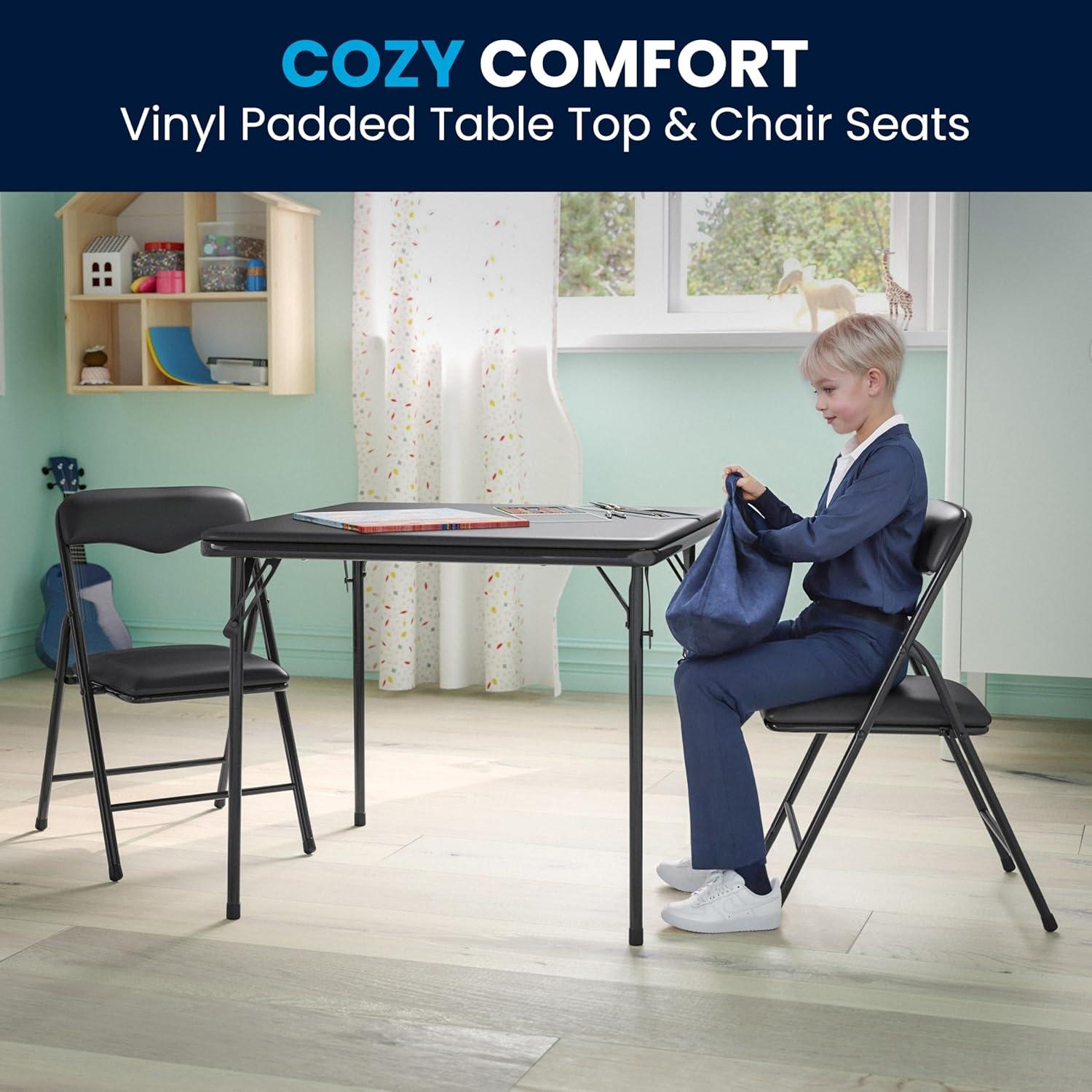 imageFlash Furniture Mindy Kids 3Piece Folding Square Table and Chairs Set for Daycare and Classrooms Childrens Activity TableChairs Set MulticolorBlack