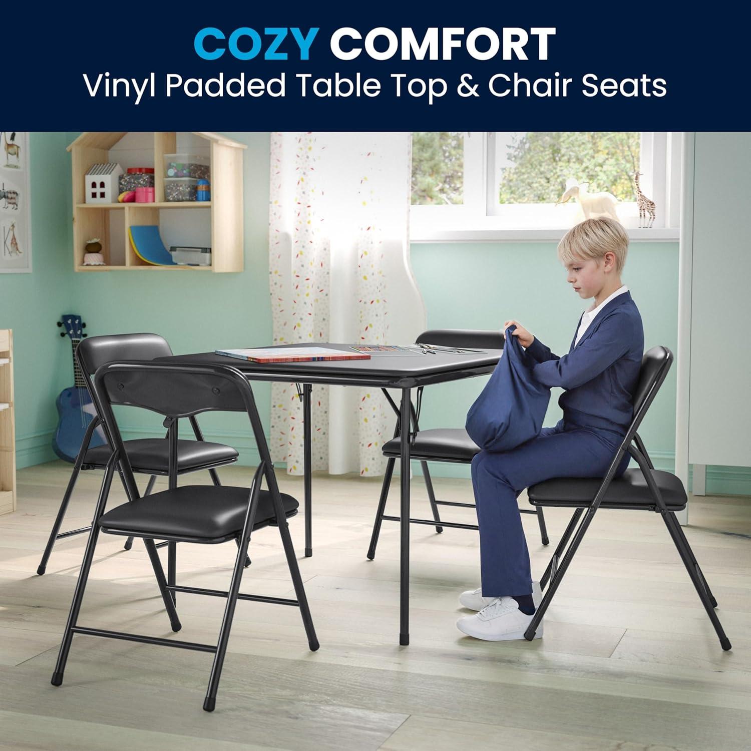 imageFlash Furniture Mindy Kids 3Piece Folding Square Table and Chairs Set for Daycare and Classrooms Childrens Activity TableChairs Set MulticolorBlack