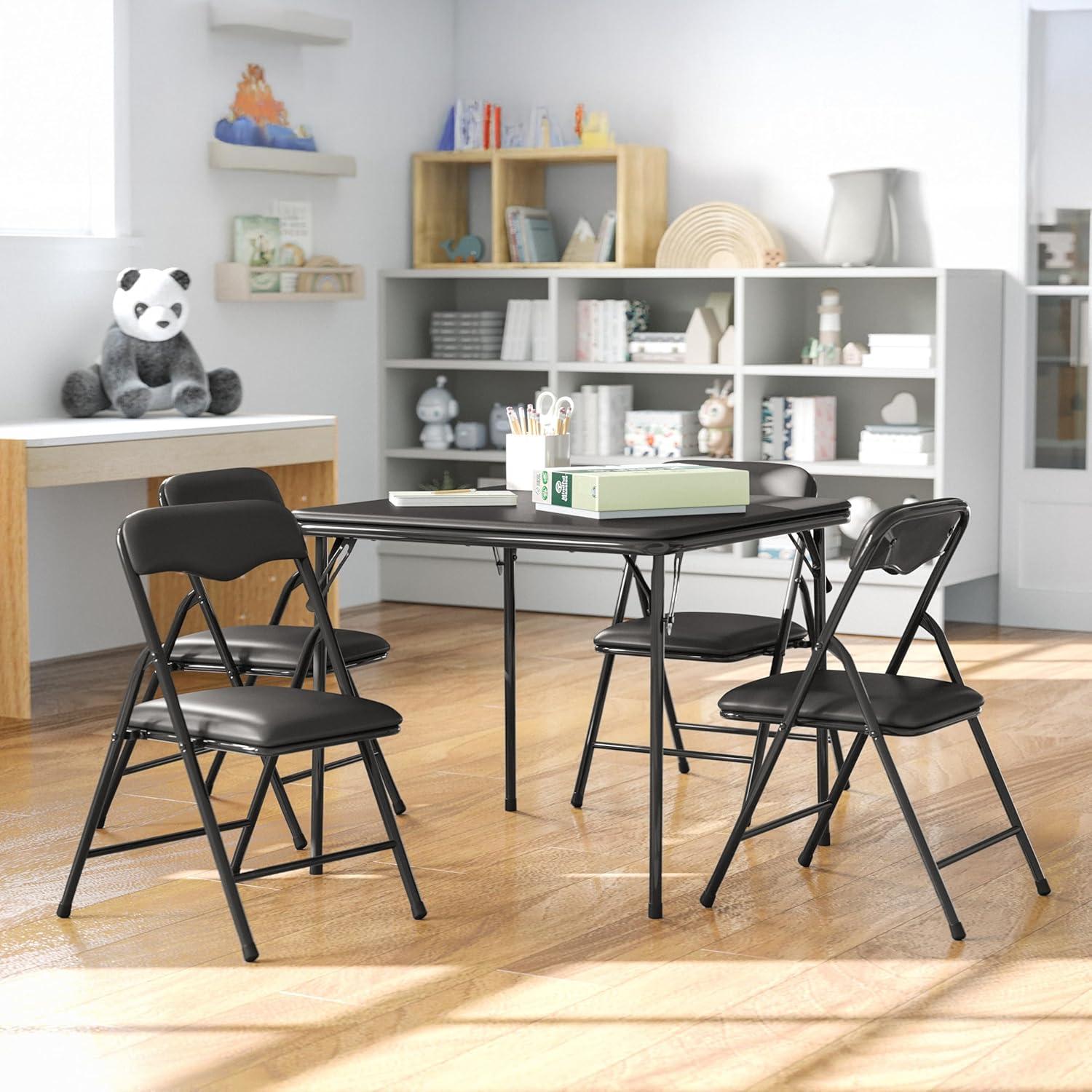 imageFlash Furniture Mindy Kids 3Piece Folding Square Table and Chairs Set for Daycare and Classrooms Childrens Activity TableChairs Set MulticolorBlack