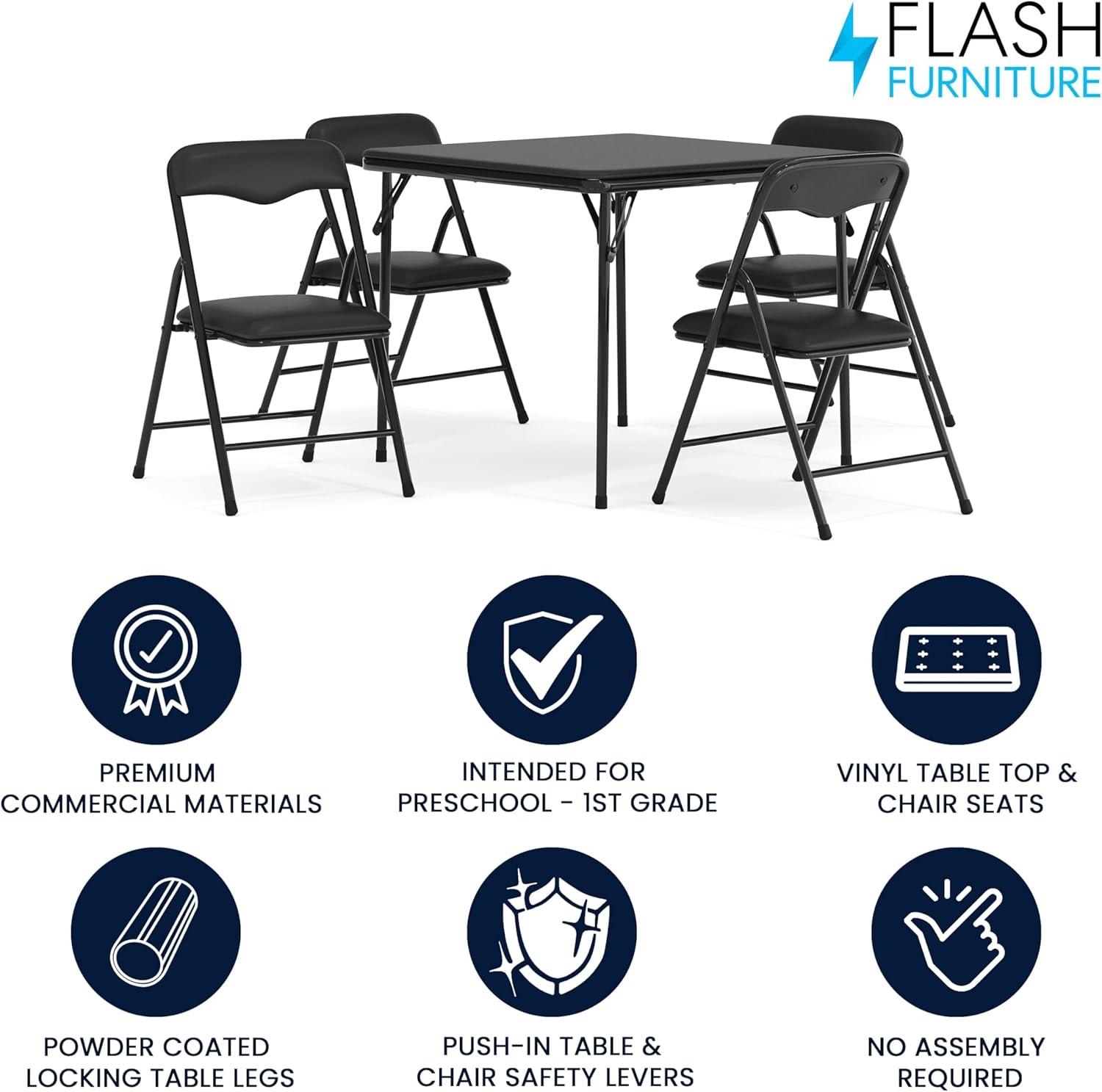 imageFlash Furniture Mindy Kids 3Piece Folding Square Table and Chairs Set for Daycare and Classrooms Childrens Activity TableChairs Set MulticolorBlack