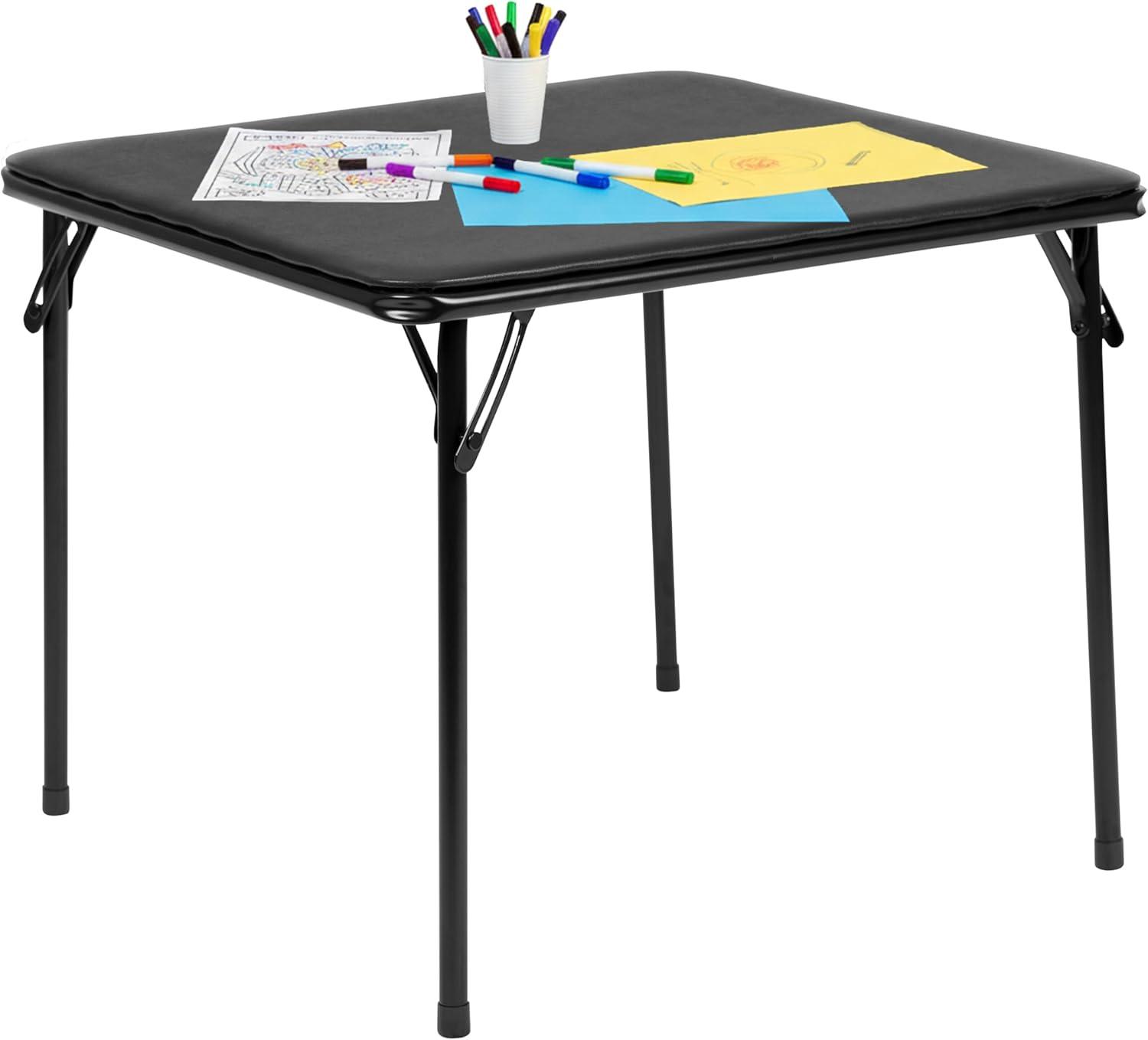 imageFlash Furniture Mindy Kids 3Piece Folding Square Table and Chairs Set for Daycare and Classrooms Childrens Activity TableChairs Set MulticolorBlack