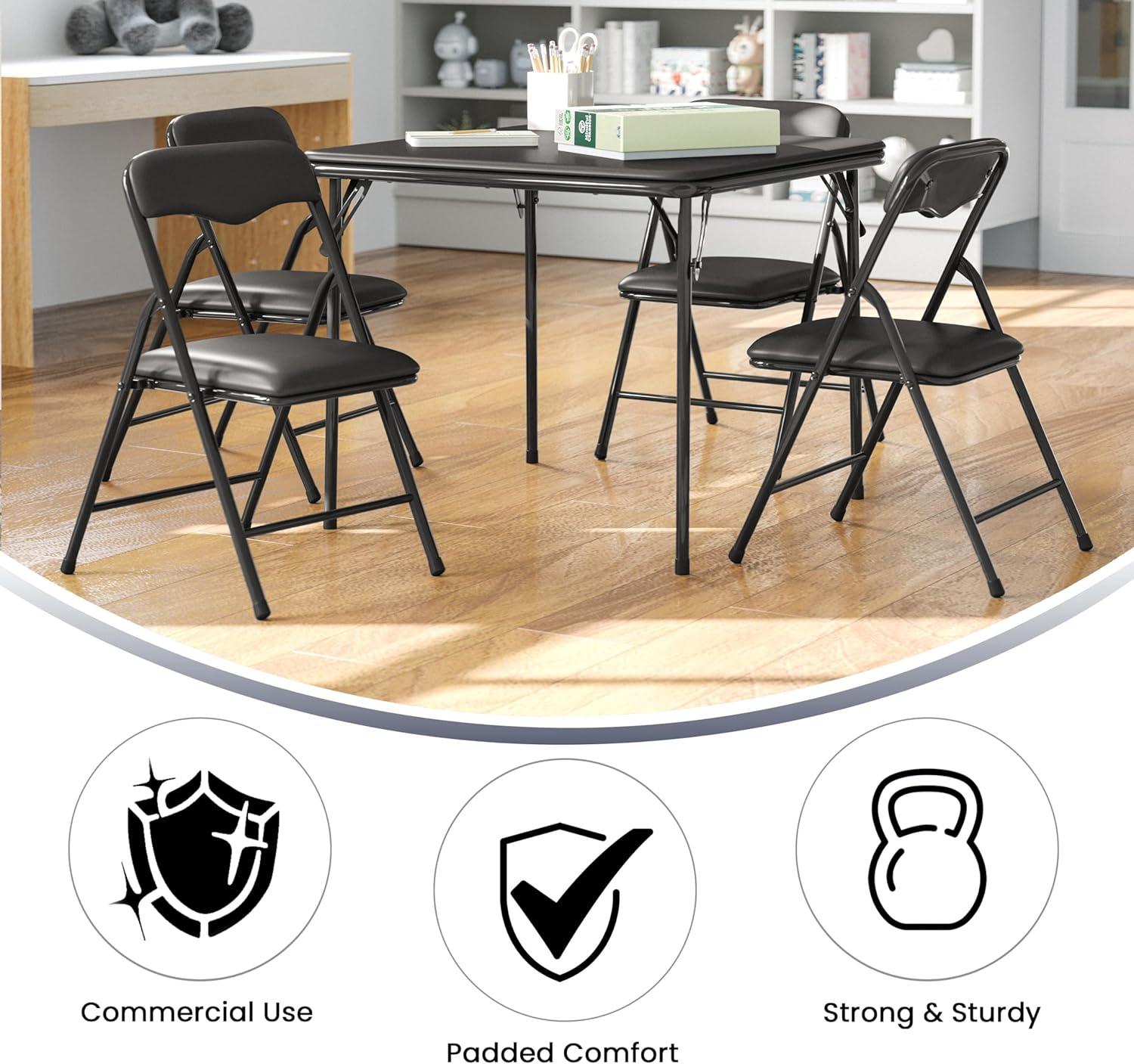imageFlash Furniture Mindy Kids 3Piece Folding Square Table and Chairs Set for Daycare and Classrooms Childrens Activity TableChairs Set MulticolorBlack