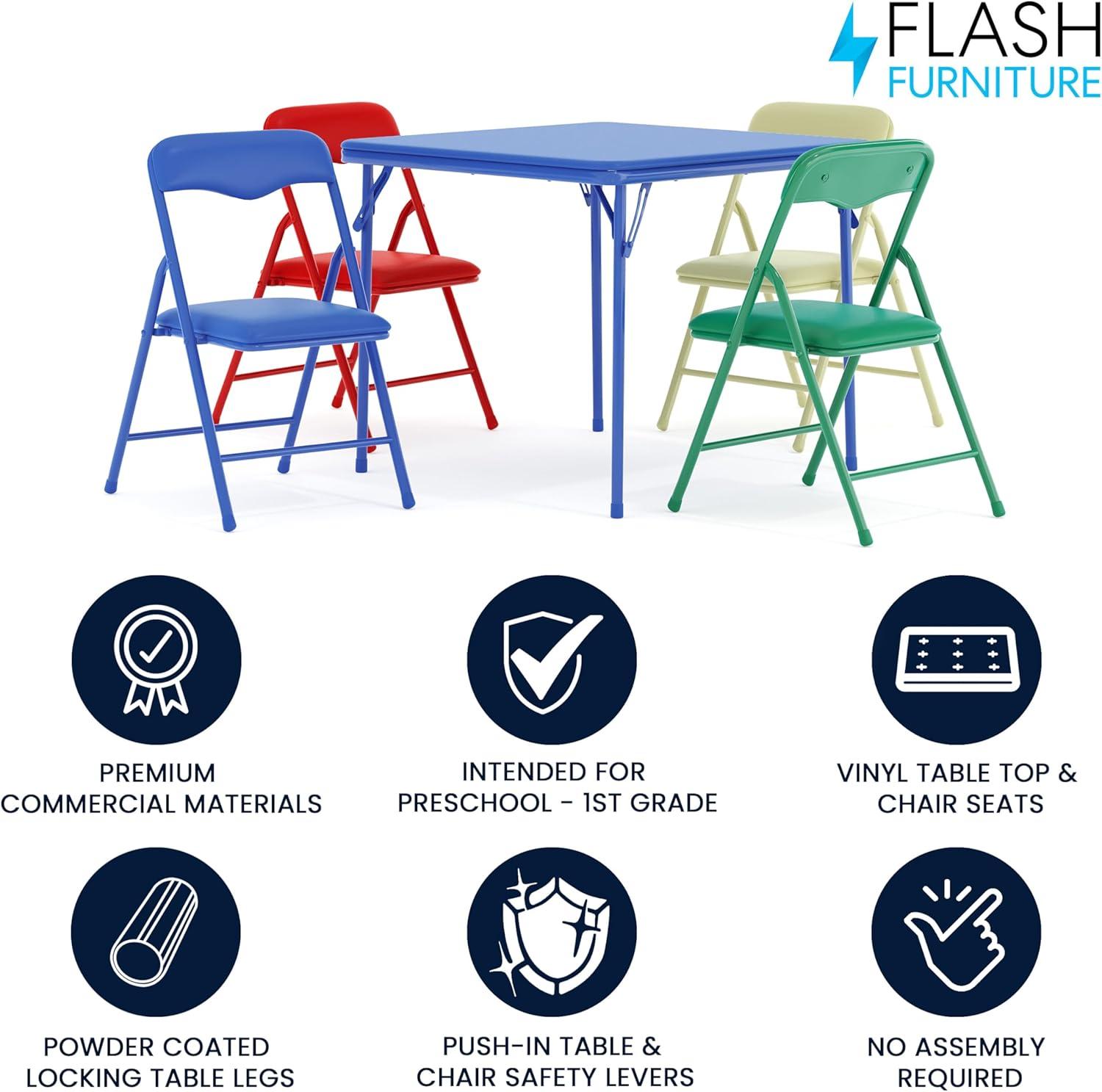 imageFlash Furniture Mindy Kids 3Piece Folding Square Table and Chairs Set for Daycare and Classrooms Childrens Activity TableChairs Set MulticolorBlue