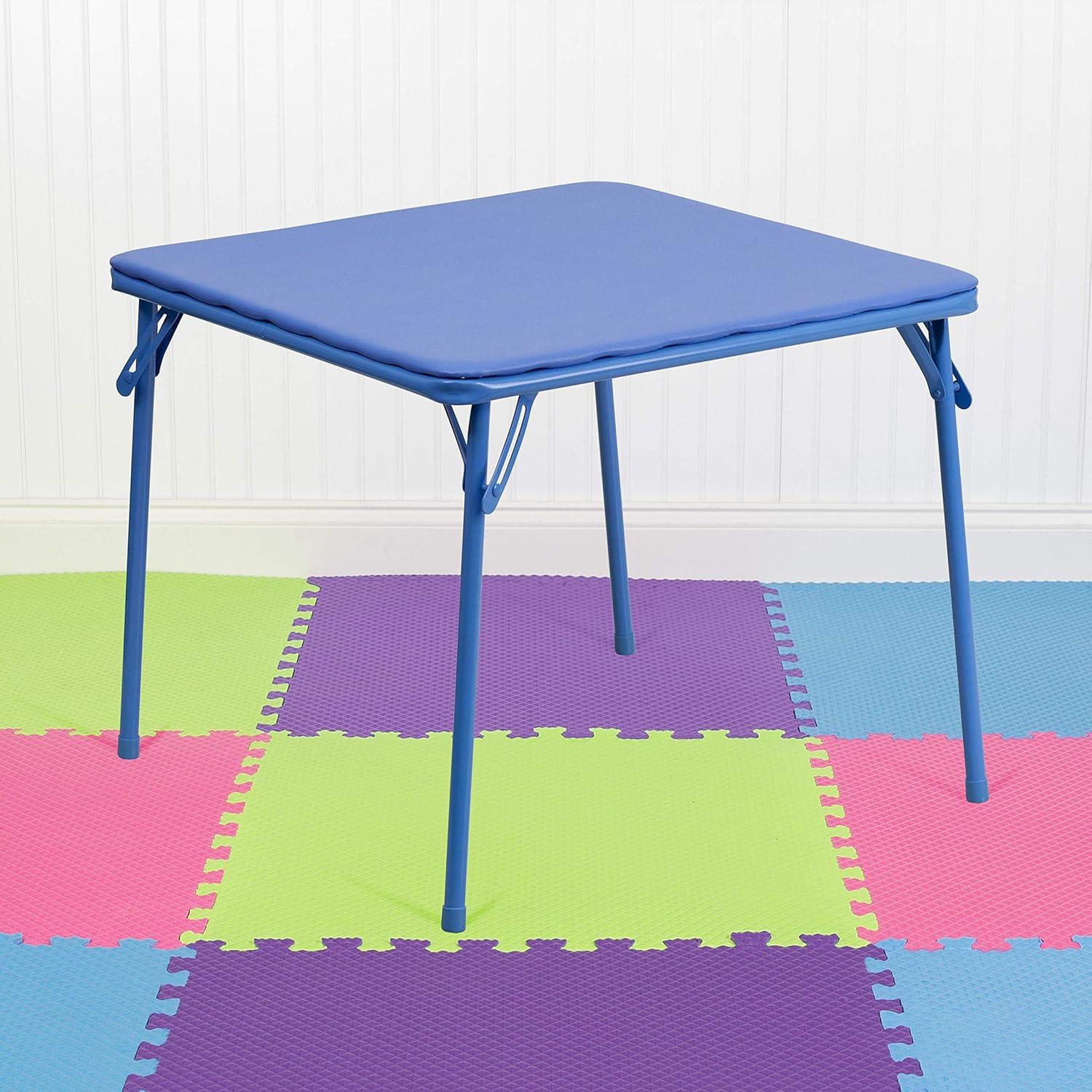 imageFlash Furniture Mindy Kids 3Piece Folding Square Table and Chairs Set for Daycare and Classrooms Childrens Activity TableChairs Set MulticolorBlue