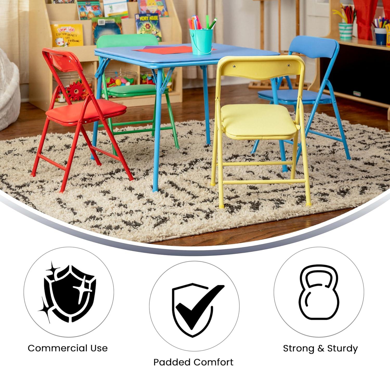 imageFlash Furniture Mindy Kids 3Piece Folding Square Table and Chairs Set for Daycare and Classrooms Childrens Activity TableChairs Set MulticolorBlue