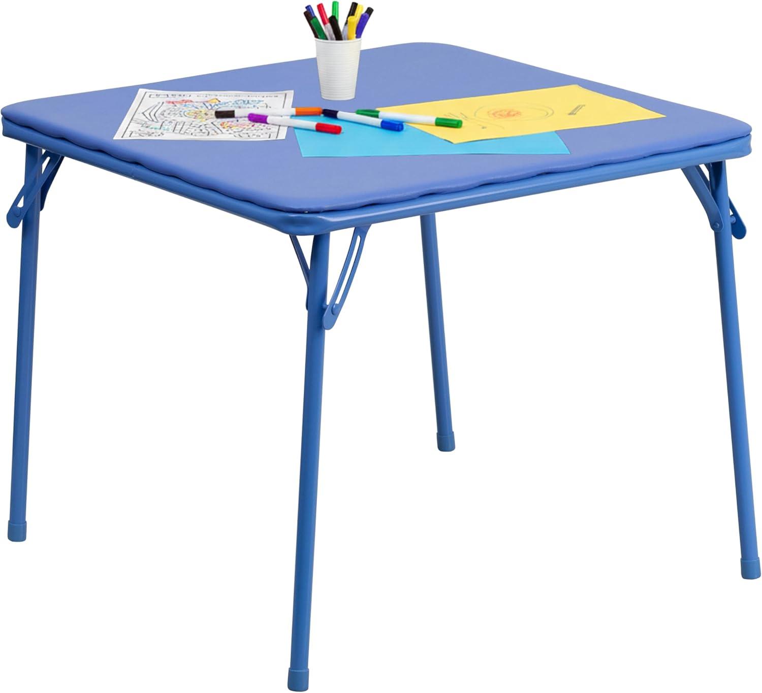 imageFlash Furniture Mindy Kids 3Piece Folding Square Table and Chairs Set for Daycare and Classrooms Childrens Activity TableChairs Set MulticolorBlue