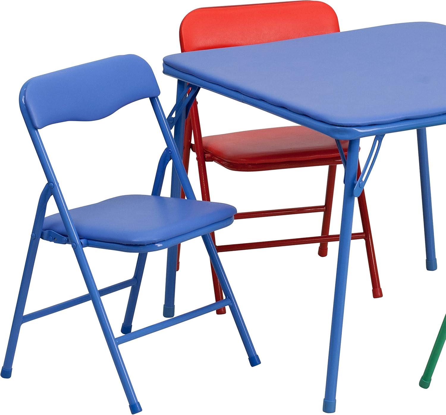 imageFlash Furniture Mindy Kids 3Piece Folding Square Table and Chairs Set for Daycare and Classrooms Childrens Activity TableChairs Set MulticolorBlue