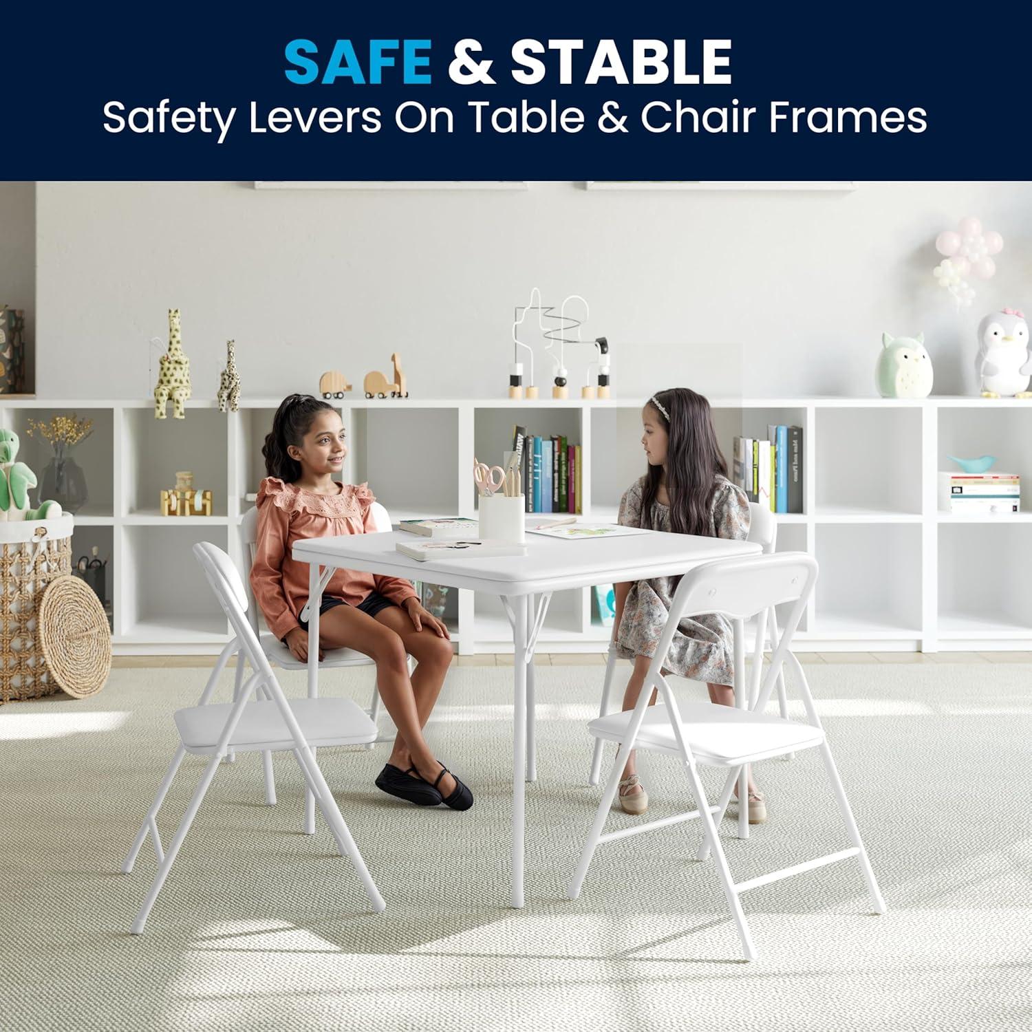 imageFlash Furniture Mindy Kids 3Piece Folding Square Table and Chairs Set for Daycare and Classrooms Childrens Activity TableChairs Set MulticolorWhite