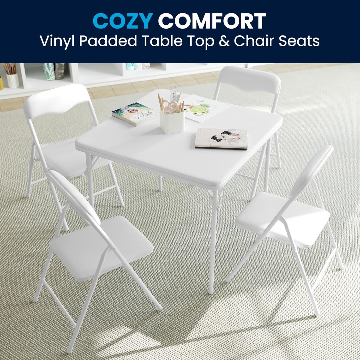 imageFlash Furniture Mindy Kids 3Piece Folding Square Table and Chairs Set for Daycare and Classrooms Childrens Activity TableChairs Set MulticolorWhite