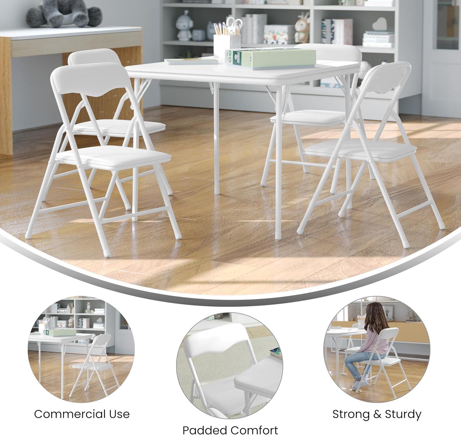 imageFlash Furniture Mindy Kids 3Piece Folding Square Table and Chairs Set for Daycare and Classrooms Childrens Activity TableChairs Set MulticolorWhite