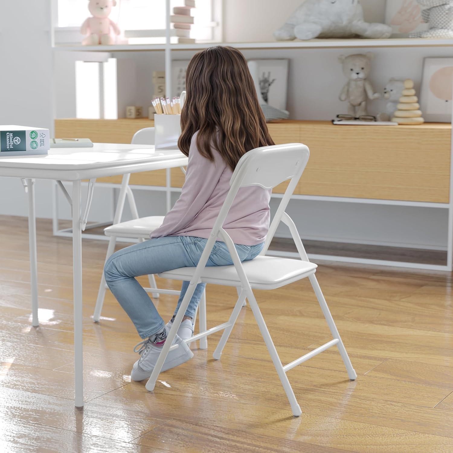 imageFlash Furniture Mindy Kids 3Piece Folding Square Table and Chairs Set for Daycare and Classrooms Childrens Activity TableChairs Set MulticolorWhite