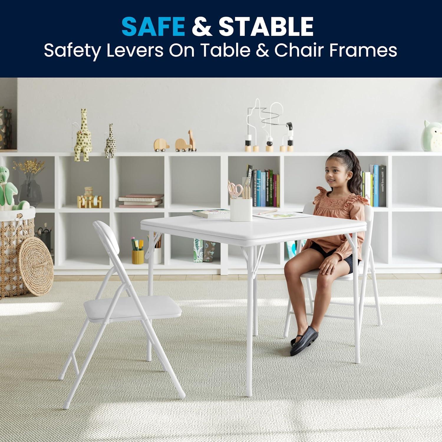 imageFlash Furniture Mindy Kids 3Piece Folding Square Table and Chairs Set for Daycare and Classrooms Childrens Activity TableChairs Set MulticolorWhite