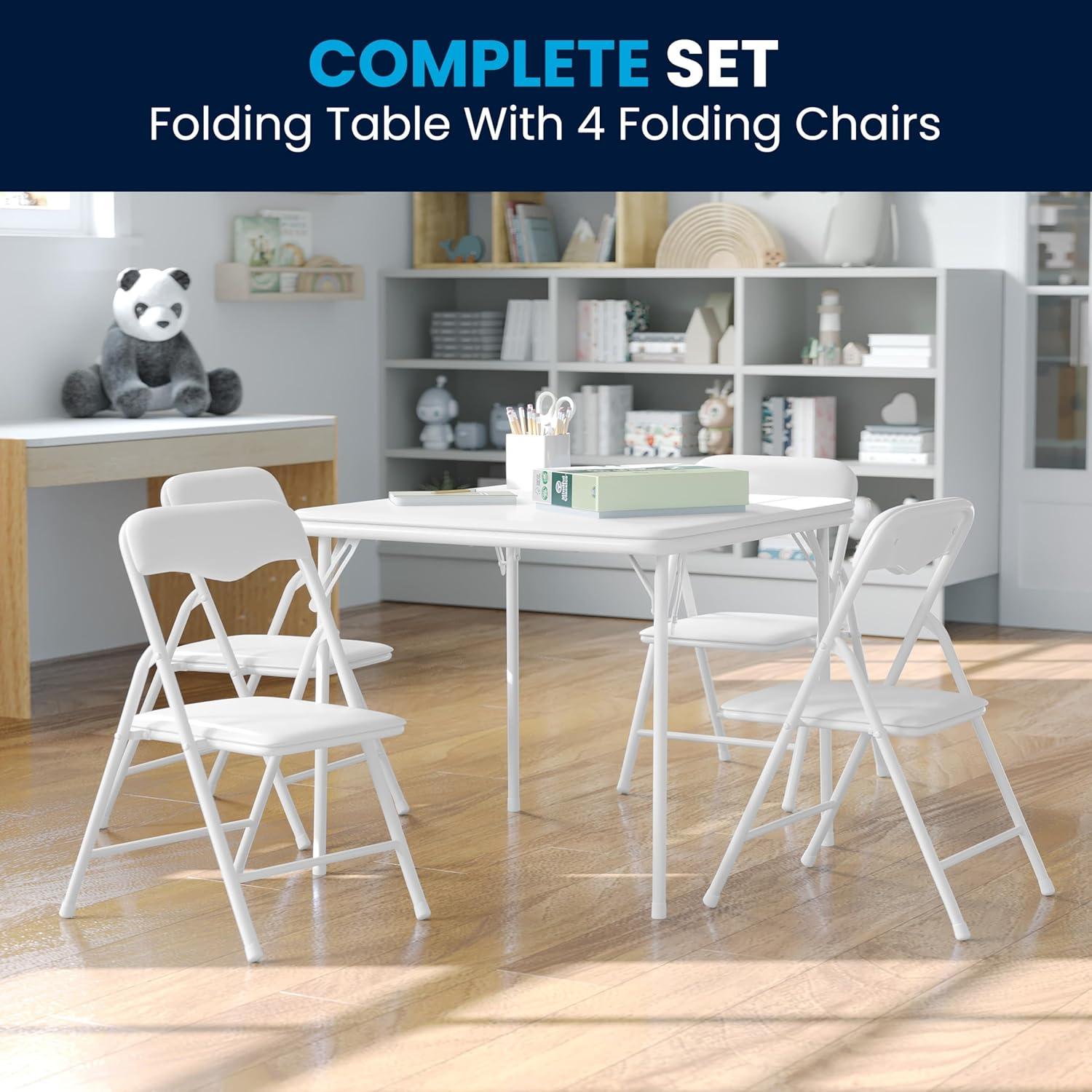 imageFlash Furniture Mindy Kids 3Piece Folding Square Table and Chairs Set for Daycare and Classrooms Childrens Activity TableChairs Set MulticolorWhite