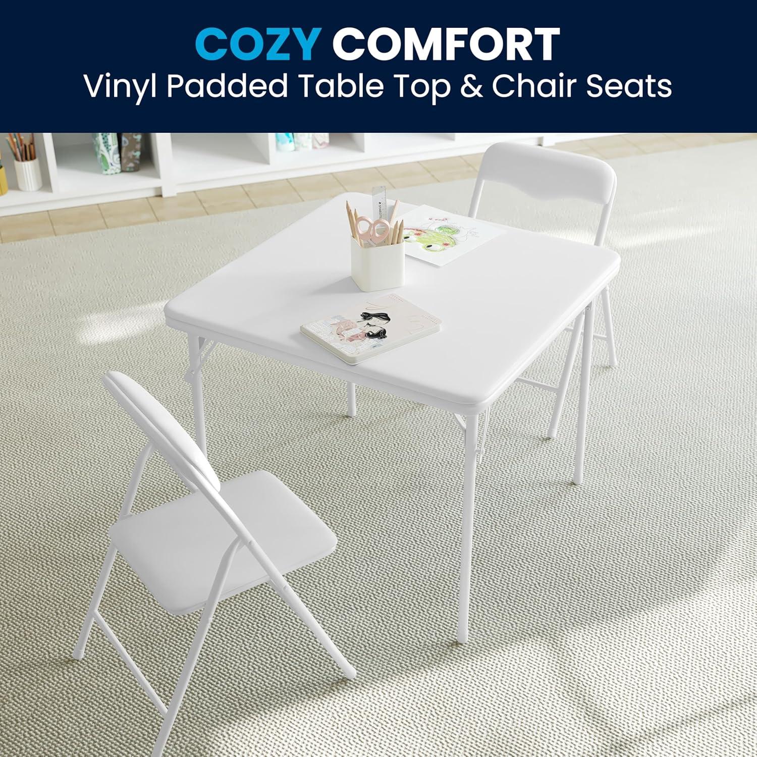 imageFlash Furniture Mindy Kids 3Piece Folding Square Table and Chairs Set for Daycare and Classrooms Childrens Activity TableChairs Set MulticolorWhite
