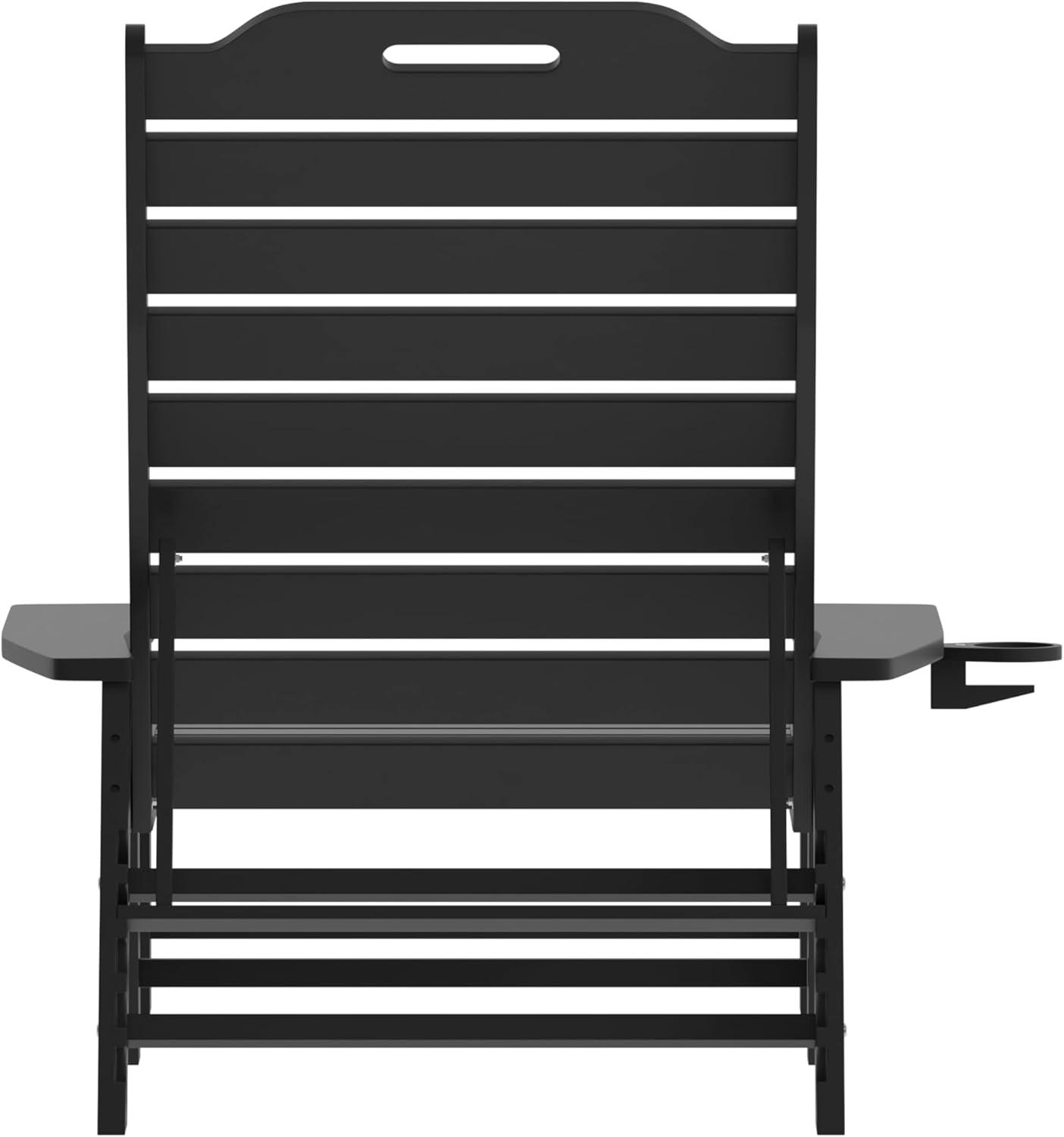 imageFlash Furniture Monterey Adjustable Adirondack Loungers with Cup Holders AllWeather IndoorOutdoor HDPE Lounge Chairs Set of 2 GrayBlack